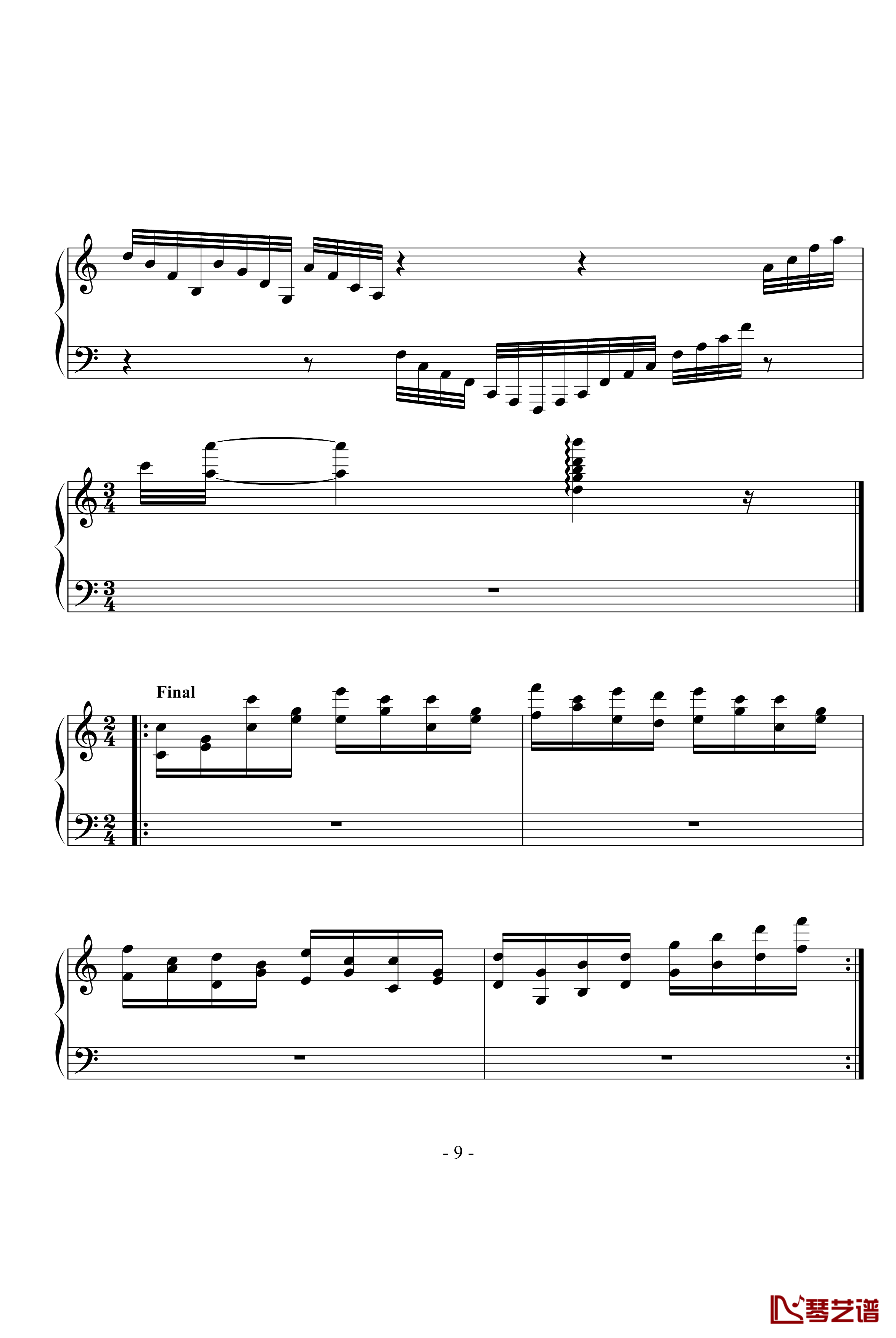 小星星主题变奏钢琴谱-左手练习曲-summer198806239