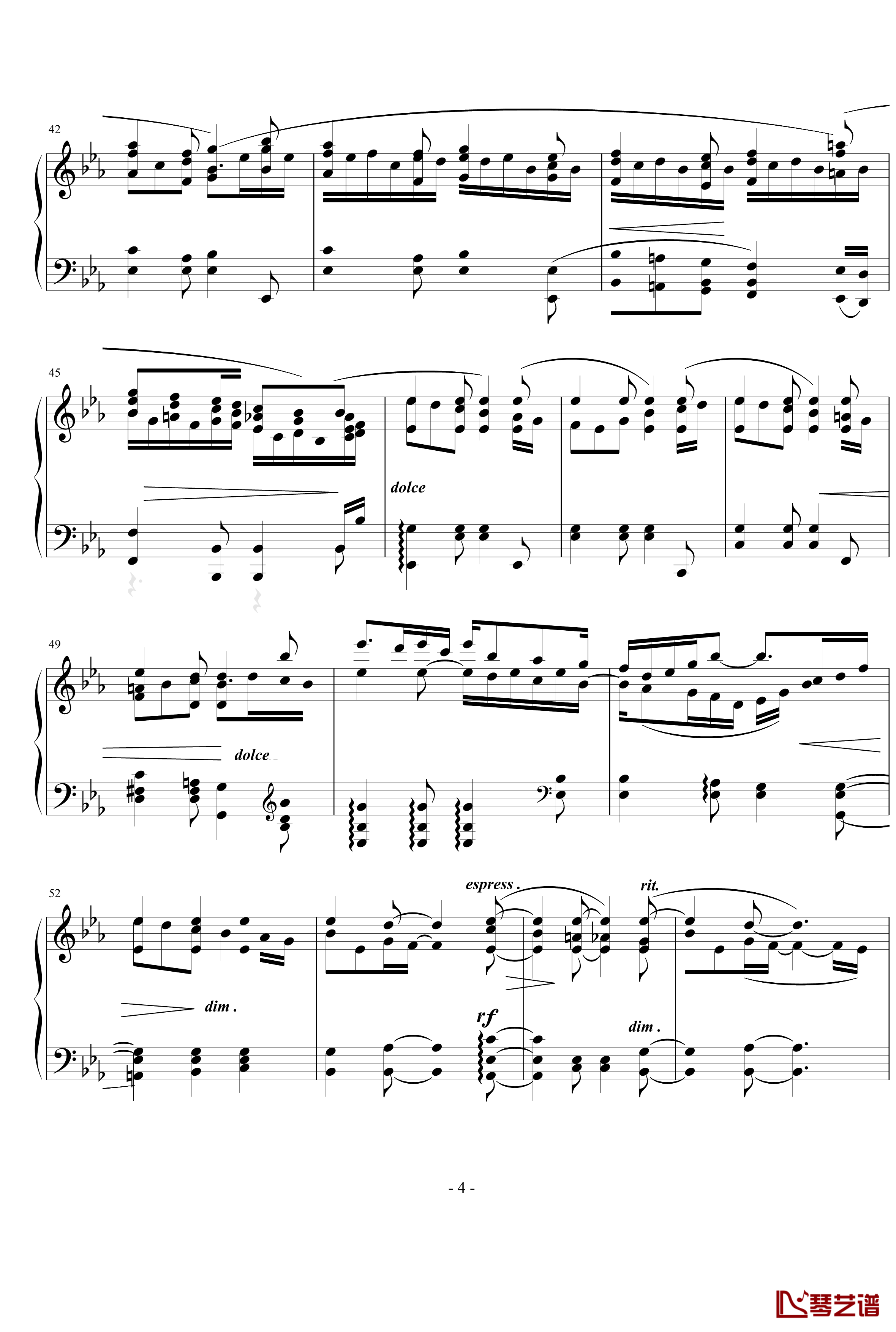 间奏曲Op钢琴谱.117  No.1-勃拉姆斯-Brahms4