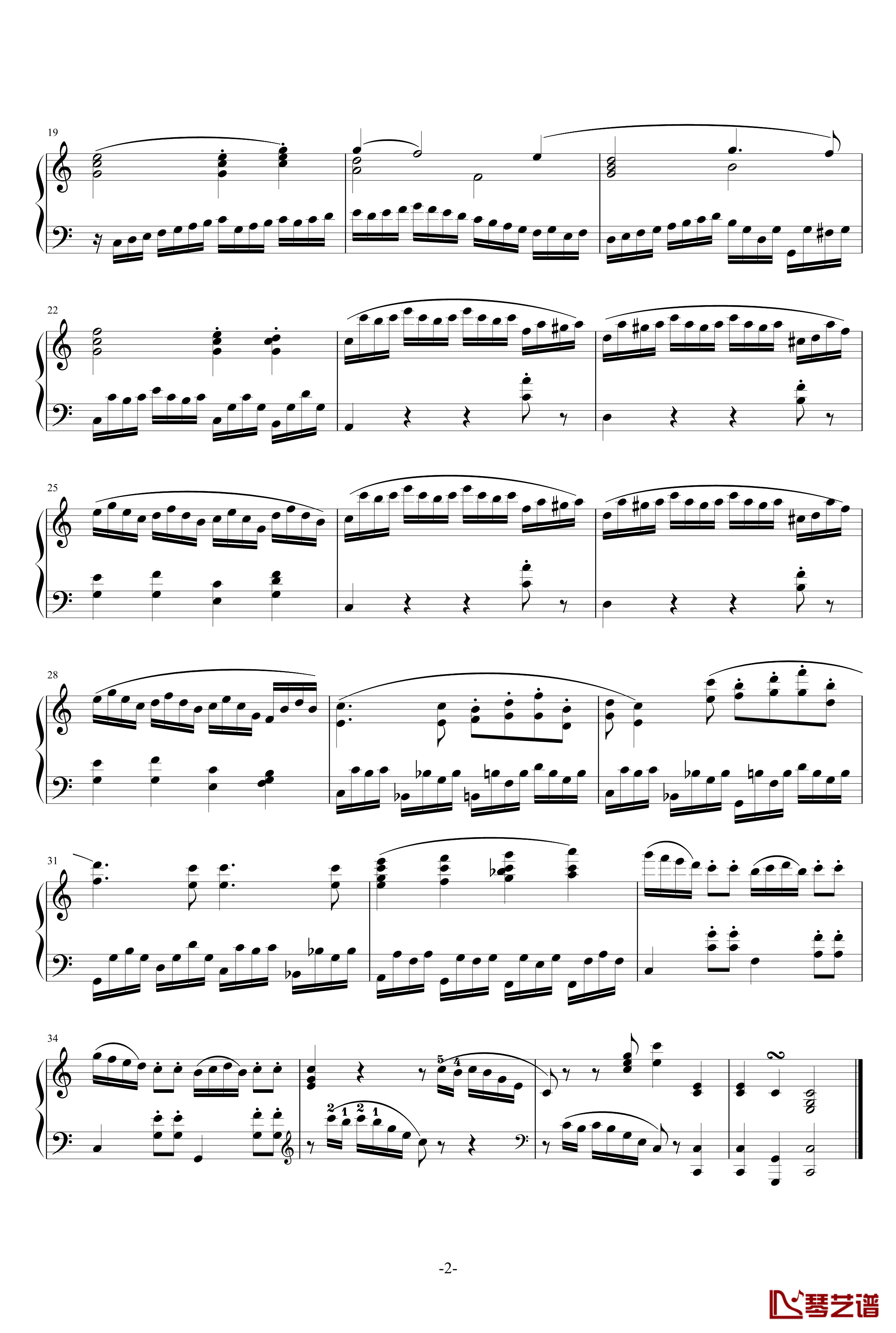 C大调练习曲钢琴谱-乐之琴2