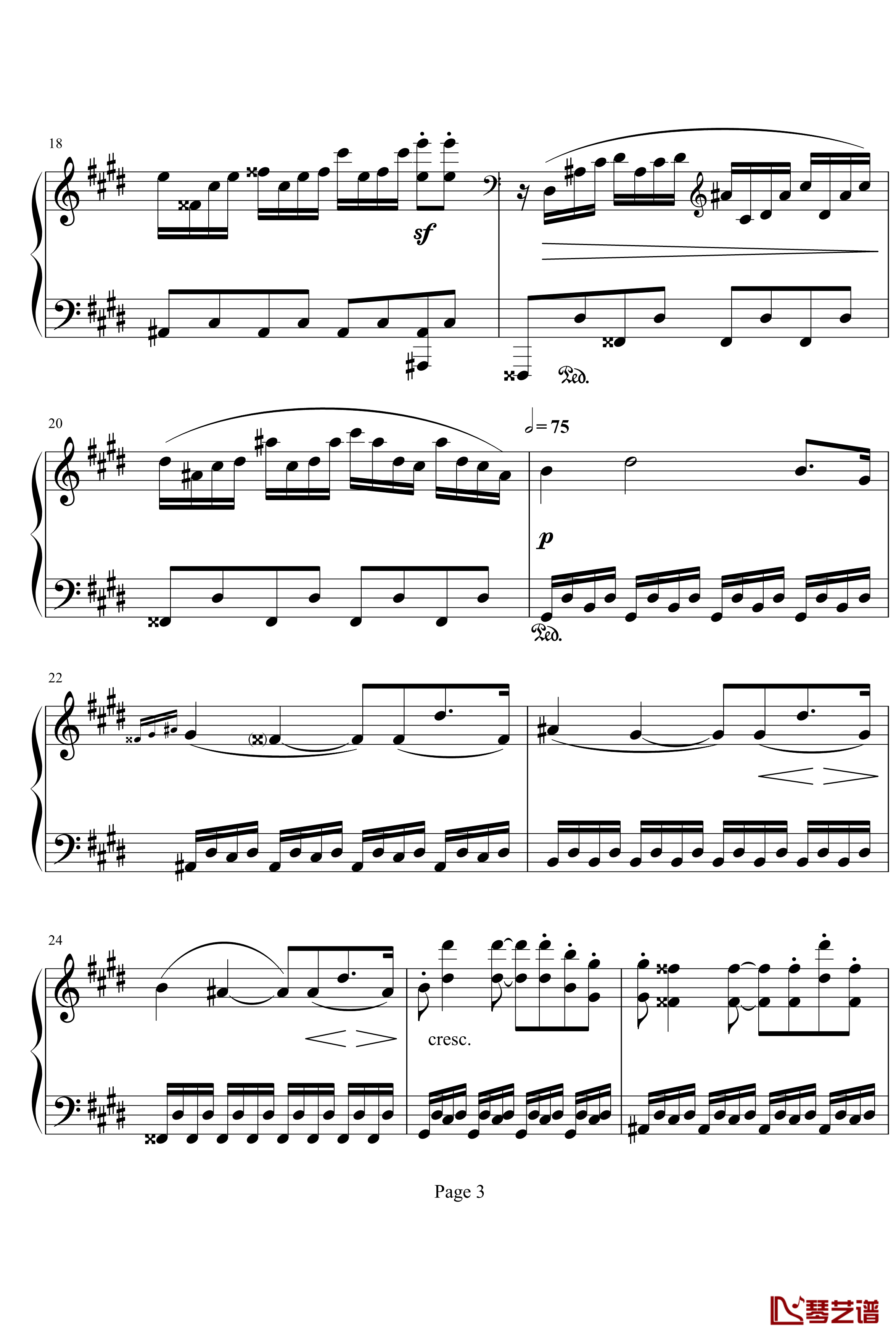月光第三乐章钢琴谱-贝多芬3
