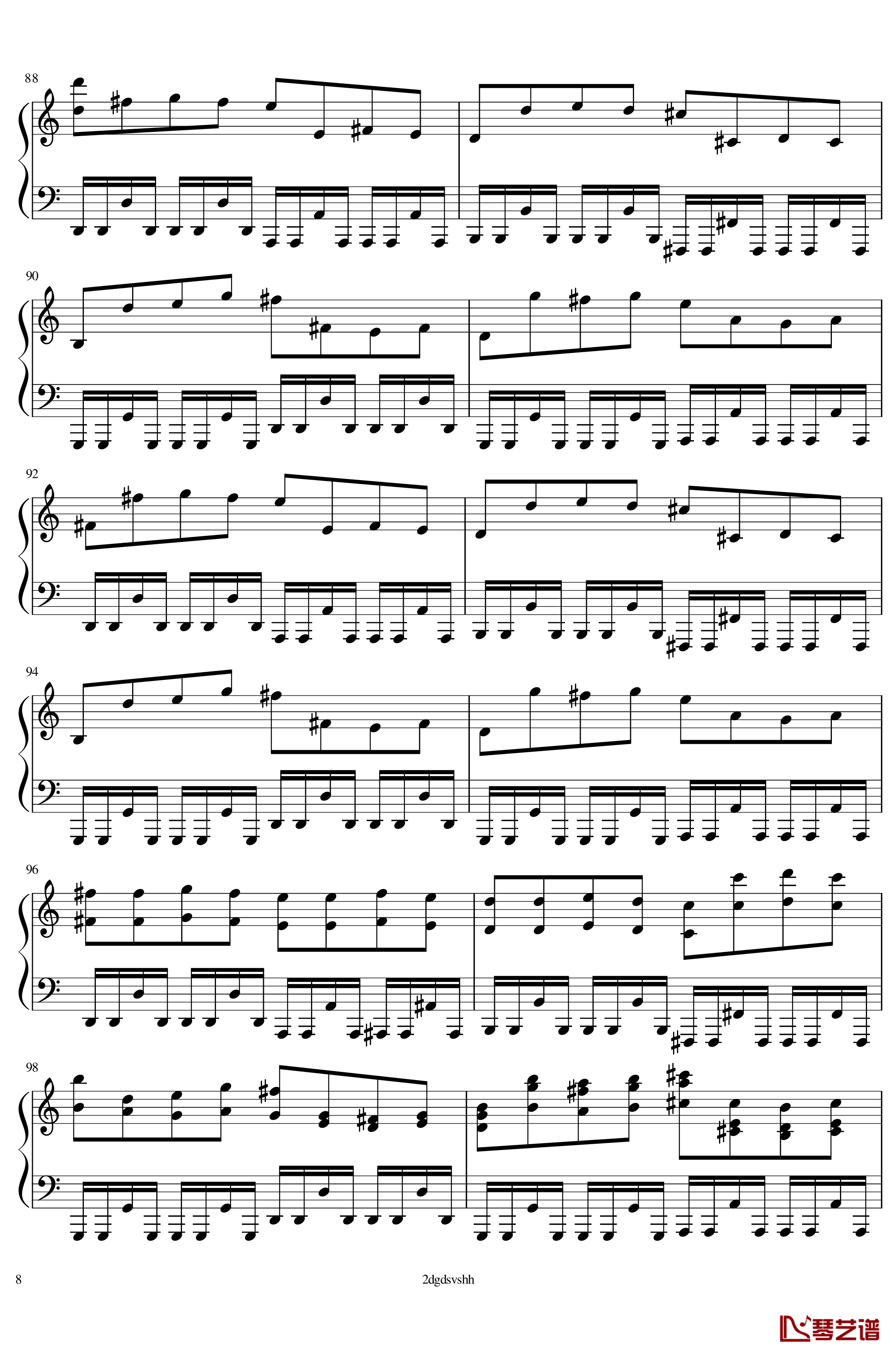 卡农摇滚版钢琴谱-钢琴-帕赫贝尔-Pachelbel8