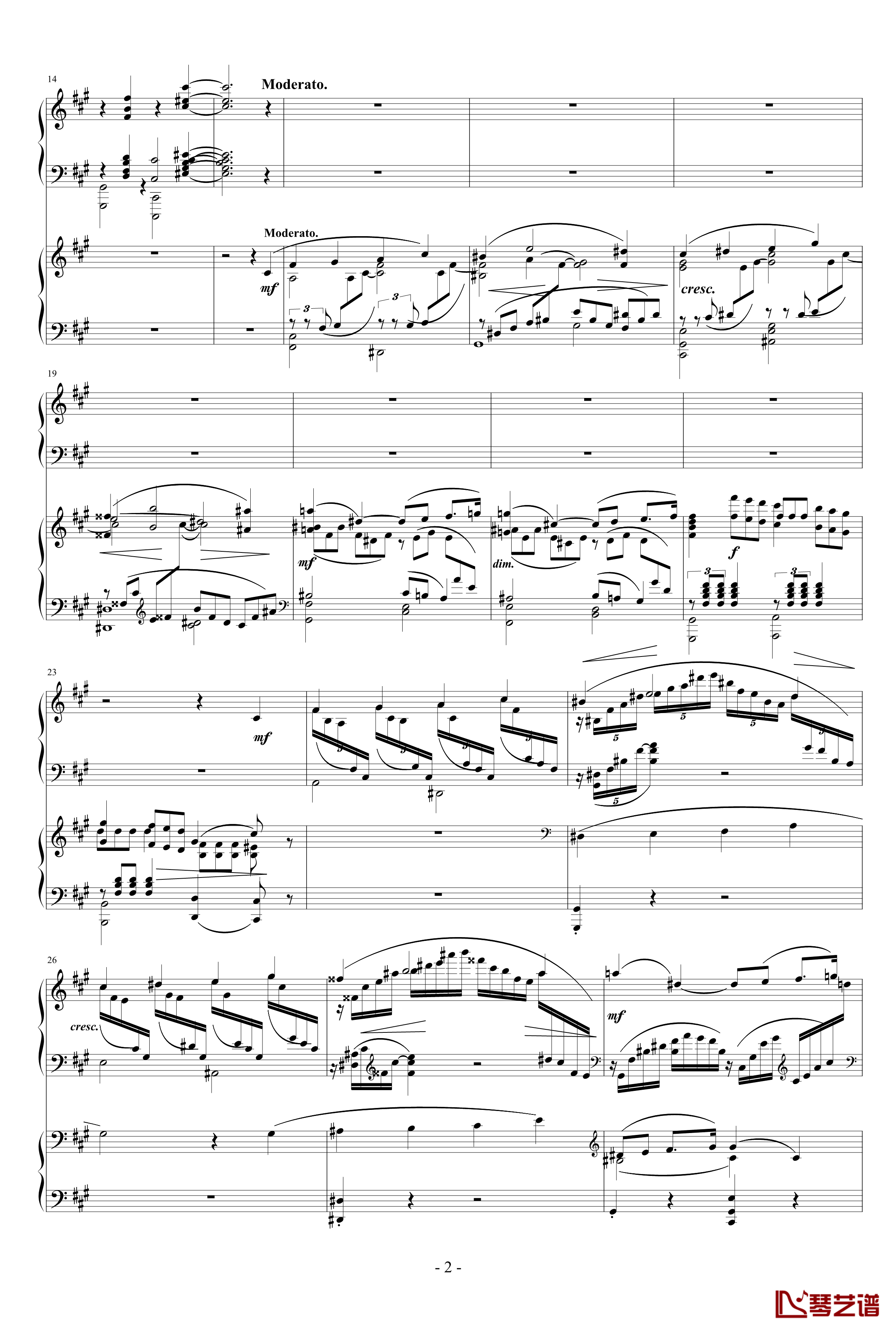 拉赫玛尼诺夫第一钢琴协奏曲 Op.1钢琴谱-拉赫马尼若夫2