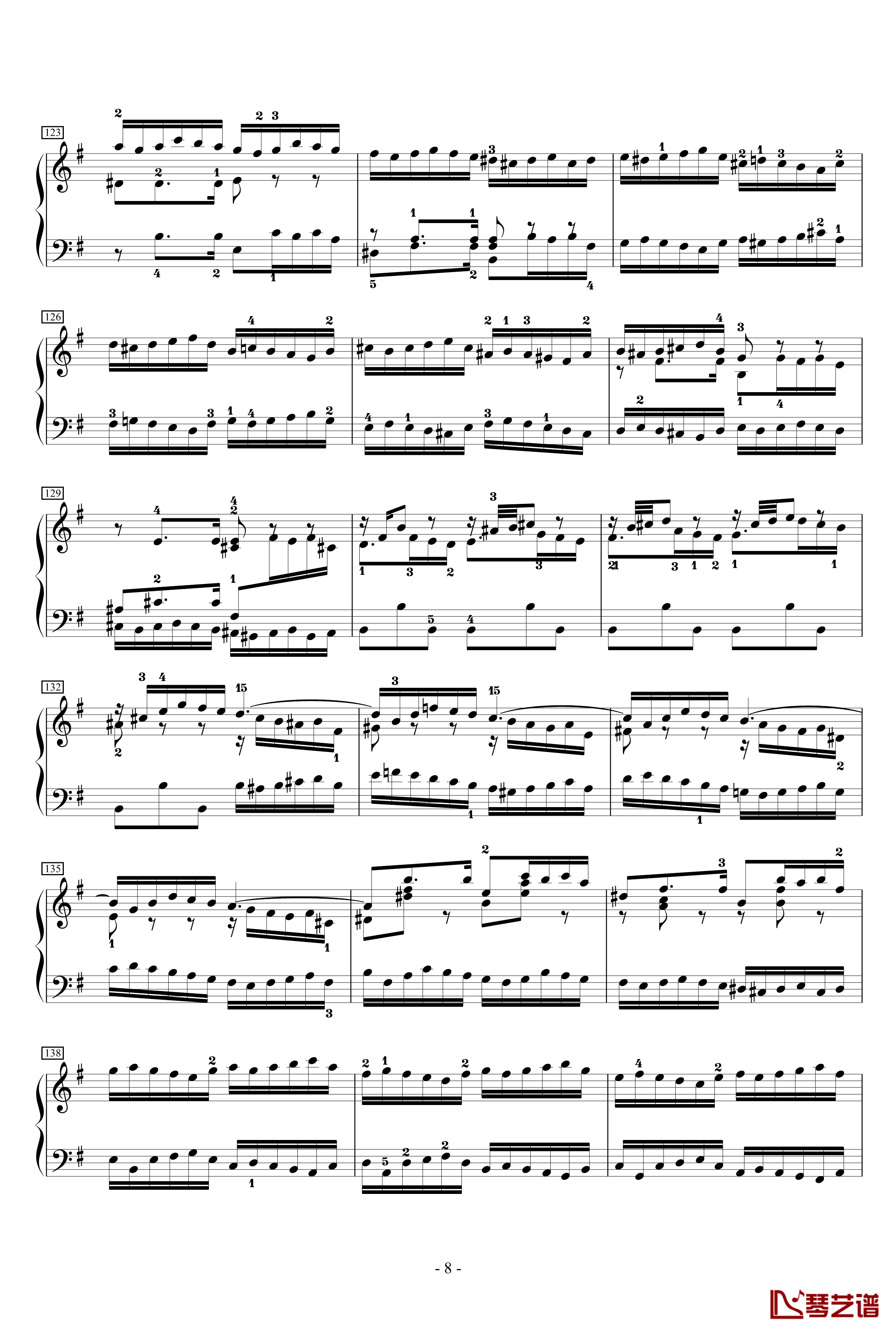 前奏曲英国组曲5-J.S钢琴谱-巴赫8