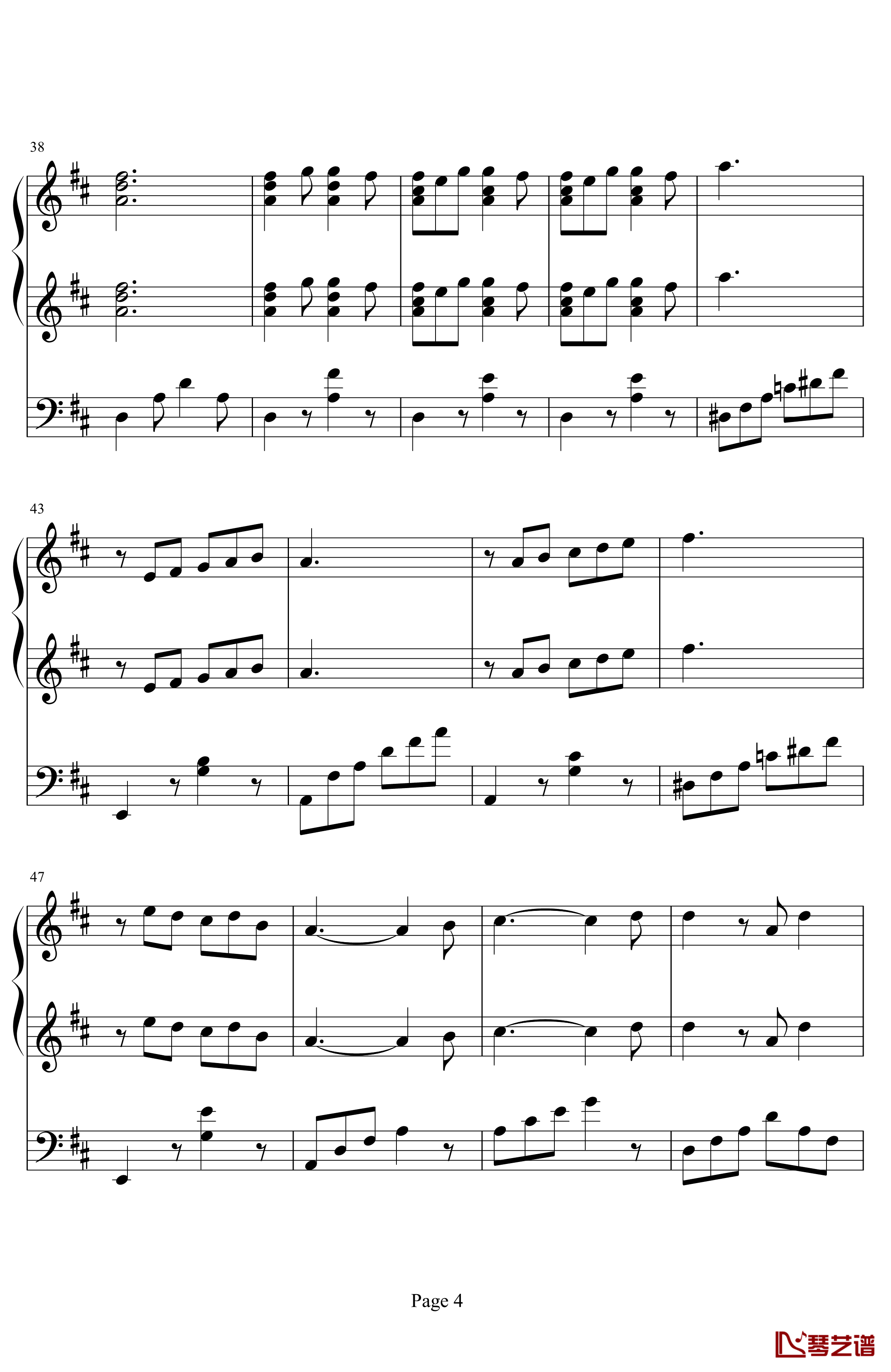 船歌钢琴谱-奥芬巴赫4