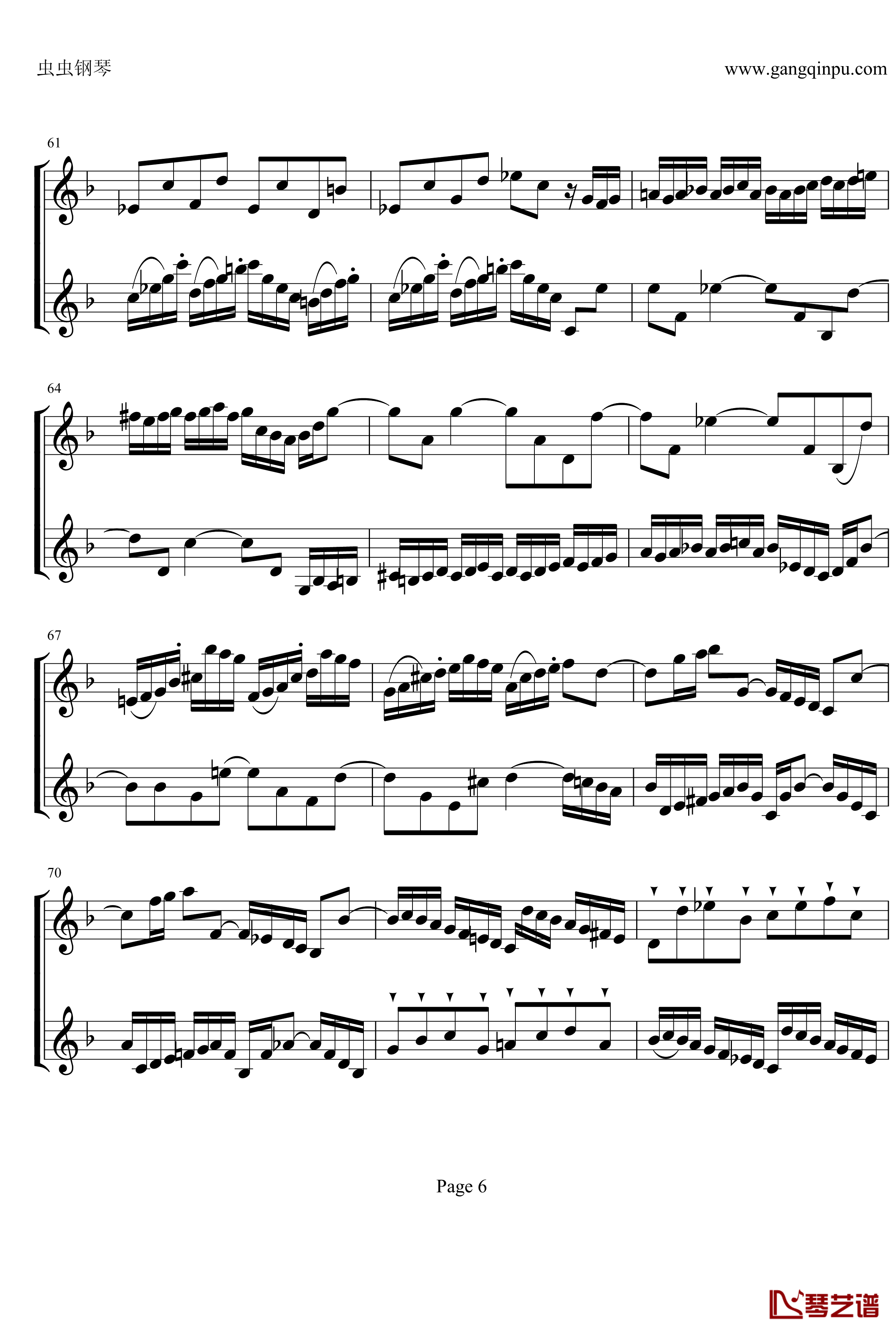 d小调双小提琴协奏曲钢琴谱-第1乐章-巴赫-P.E.Bach6