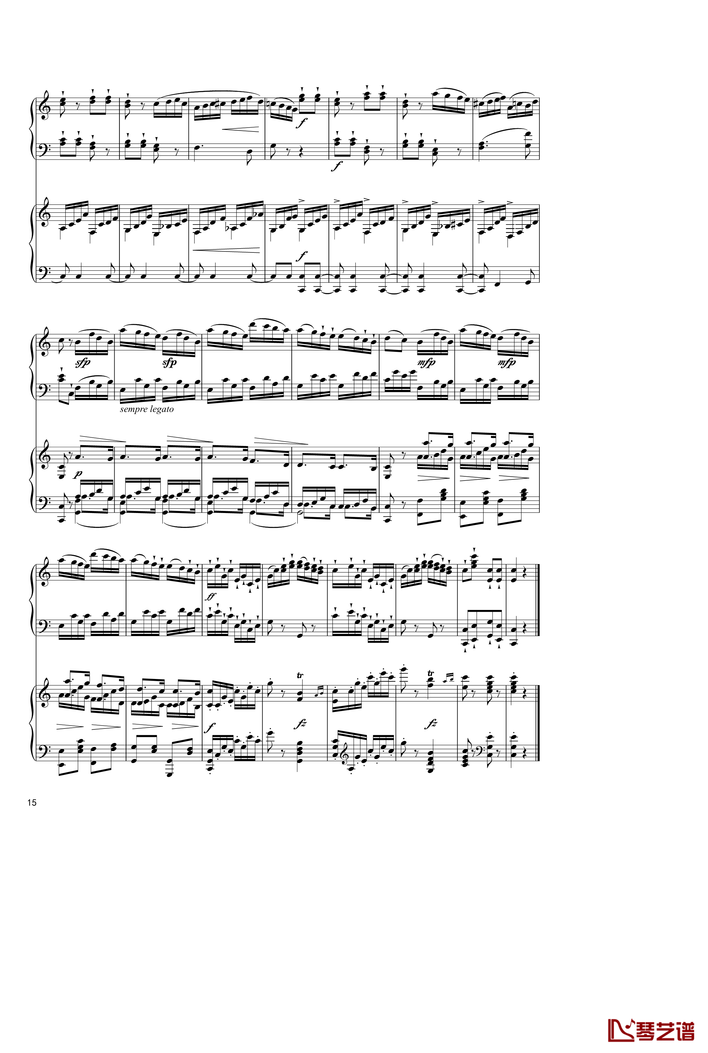 Sonata In C Major, K 545钢琴谱-双钢琴-莫扎特15