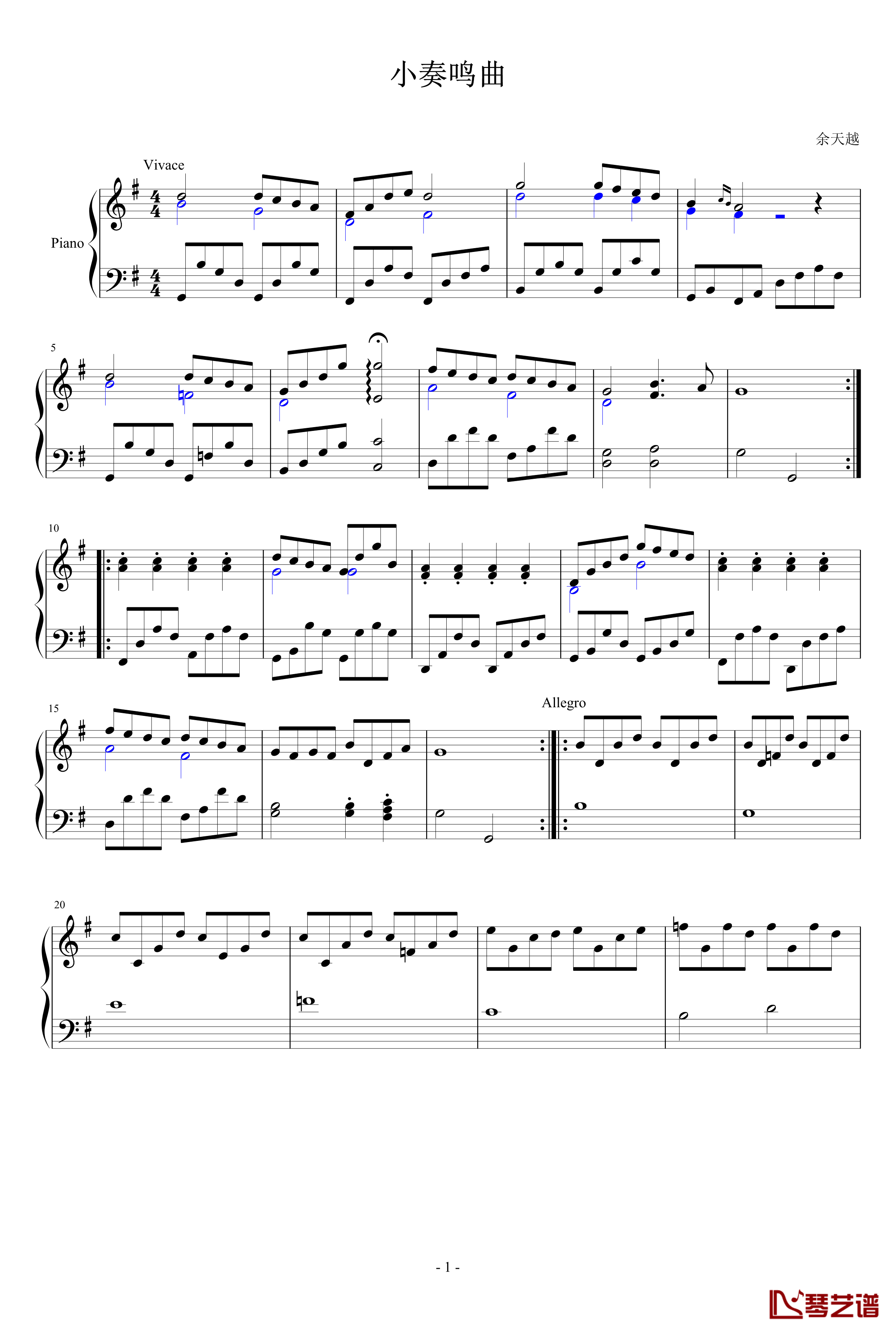 小奏鸣曲opus.12 nr.2钢琴谱-作曲-yutianyue1261