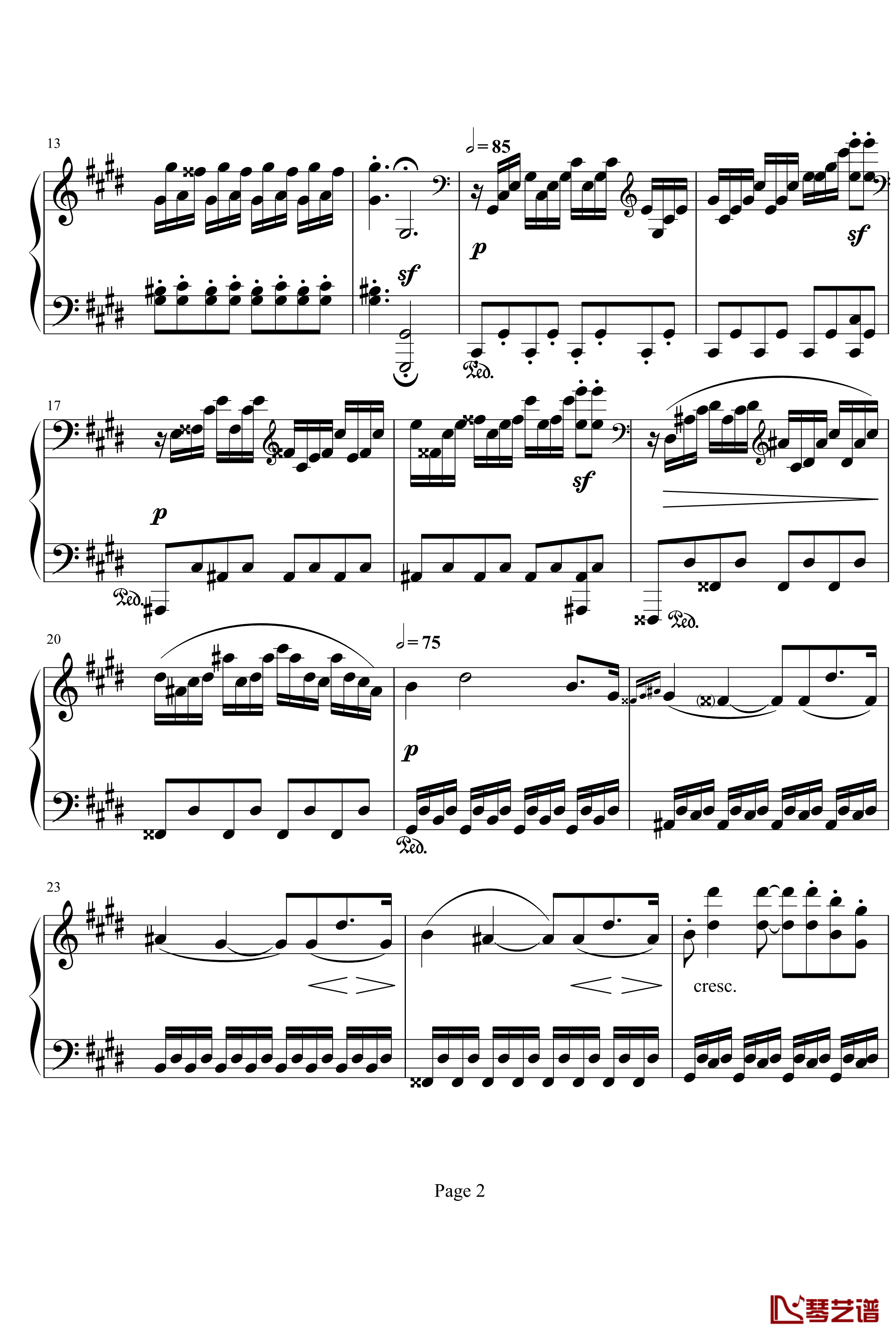 月光奏明曲钢琴谱-作品27之2-贝多芬-beethoven2