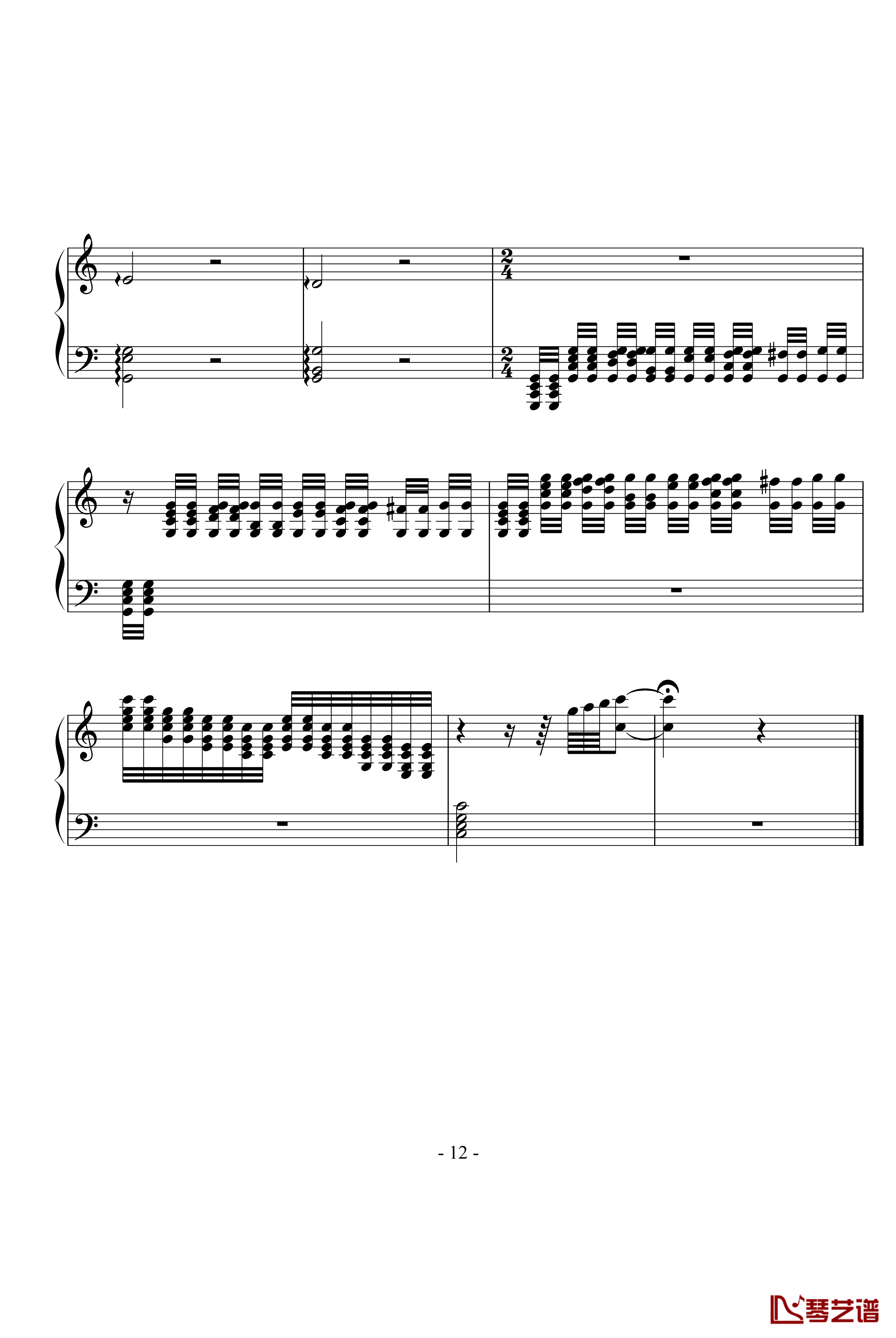 小星星主题变奏钢琴谱-左手练习曲-summer1988062312