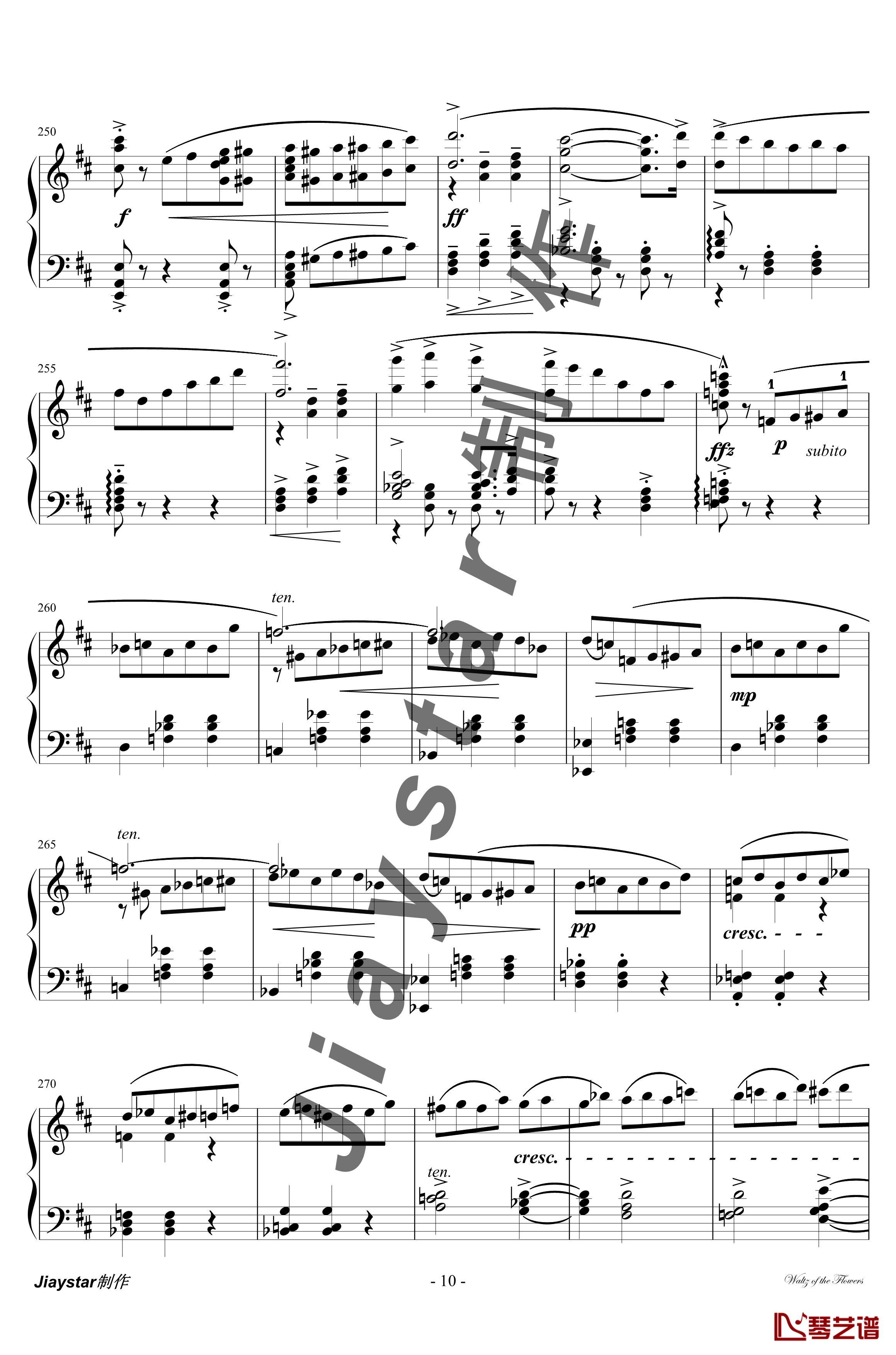 花的圆舞曲钢琴谱-柴科夫斯基10