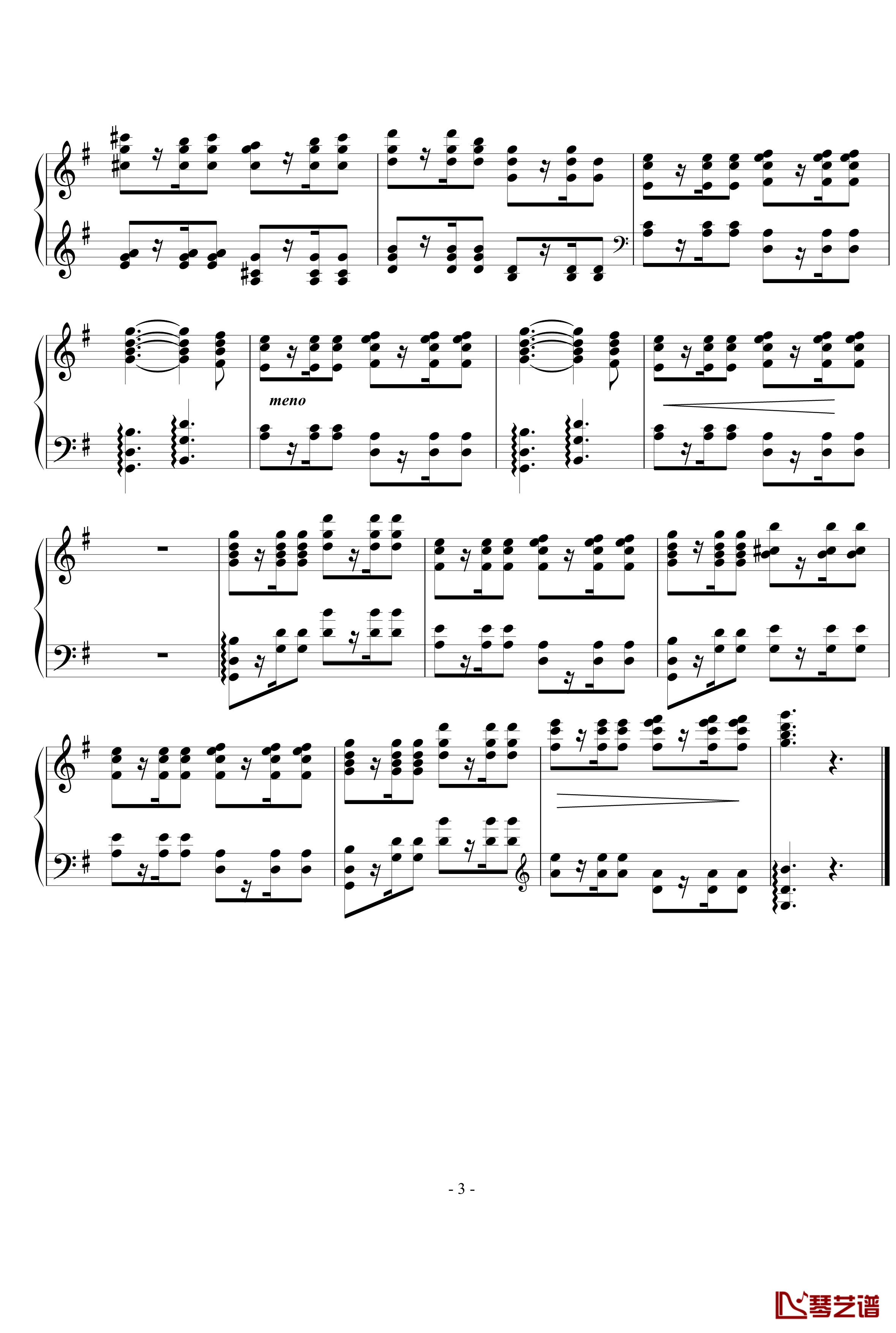游戏钢琴谱-西贝柳斯3