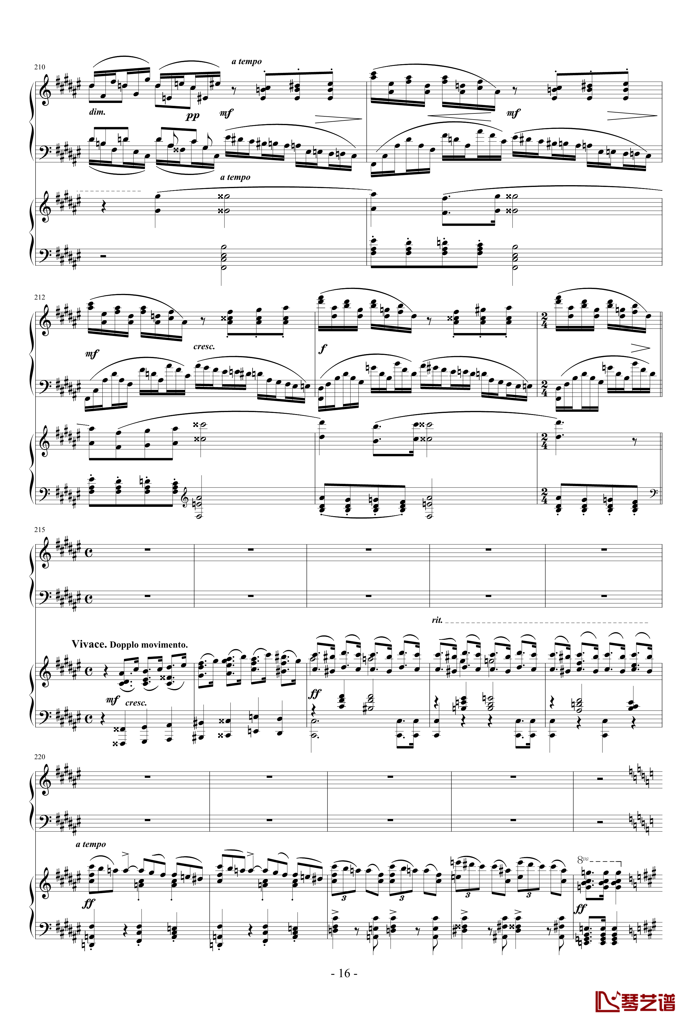 拉赫玛尼诺夫第一钢琴协奏曲 Op.1钢琴谱-拉赫马尼若夫16
