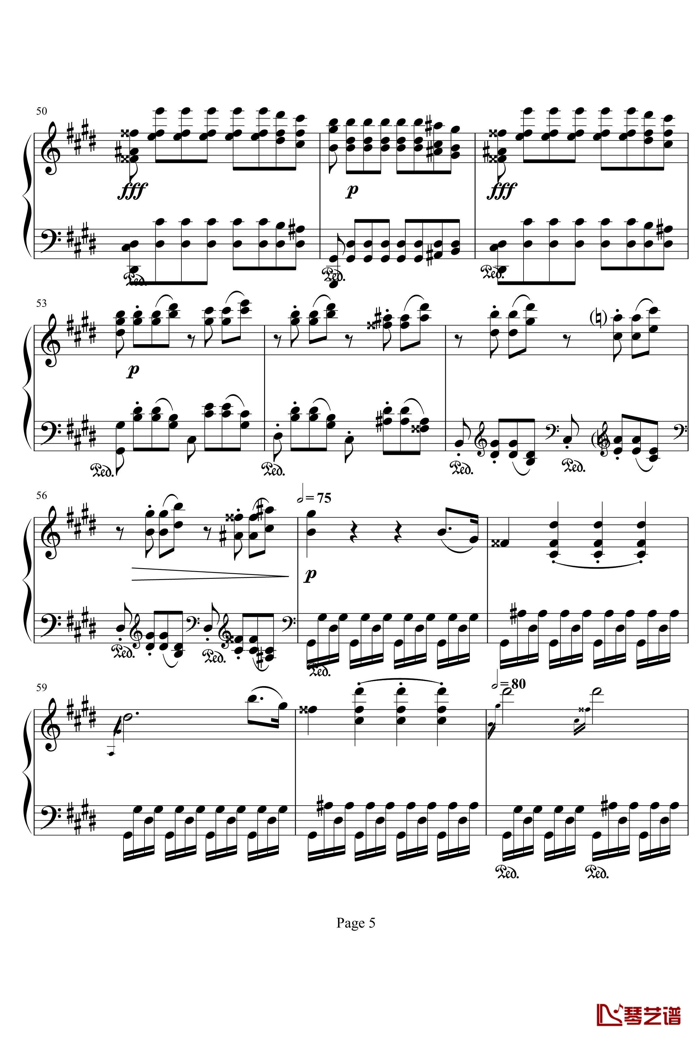 月光奏明曲钢琴谱-作品27之2-贝多芬-beethoven5