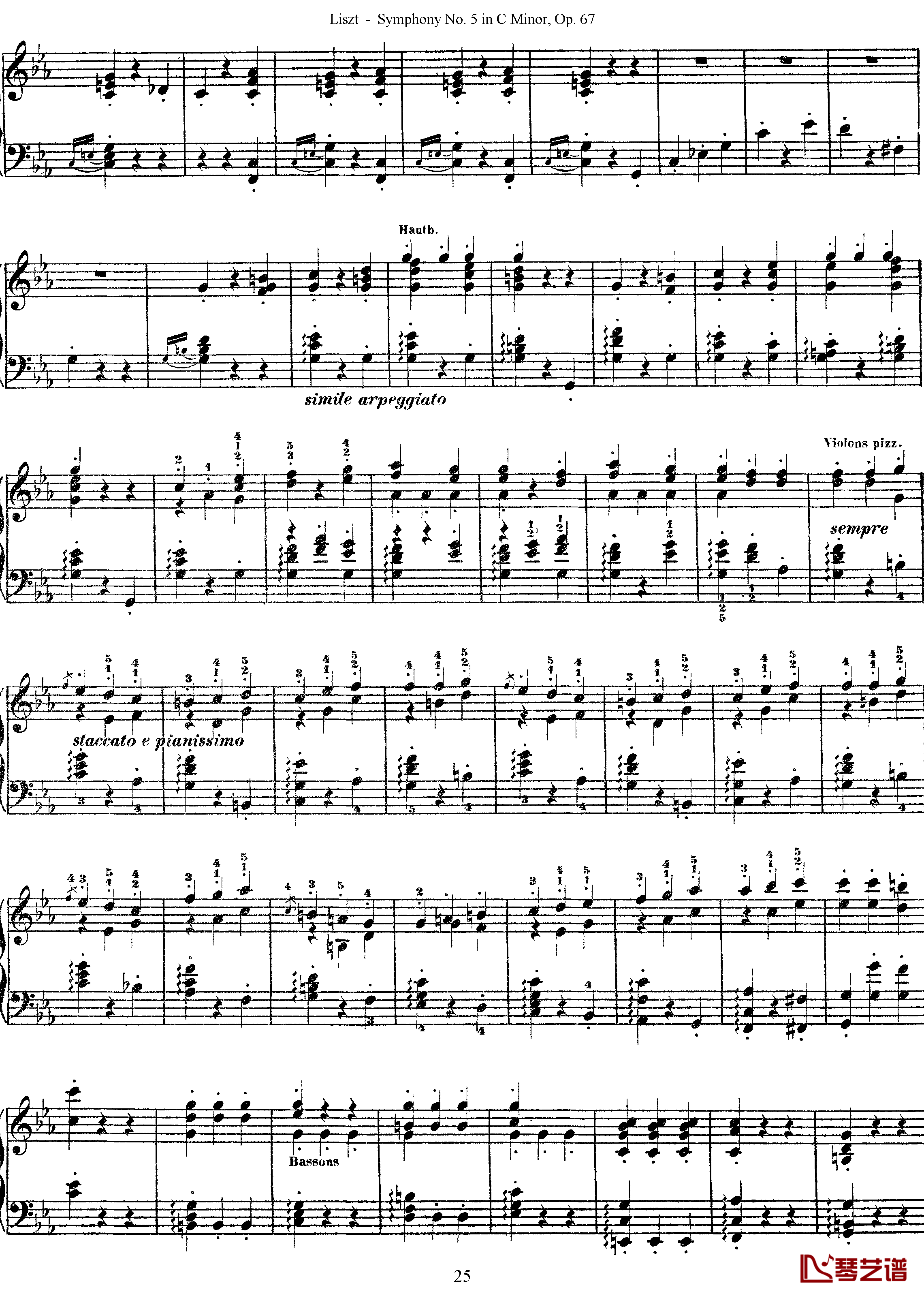 第五交响乐的钢琴曲钢琴谱-李斯特-李斯特改编自贝多芬25