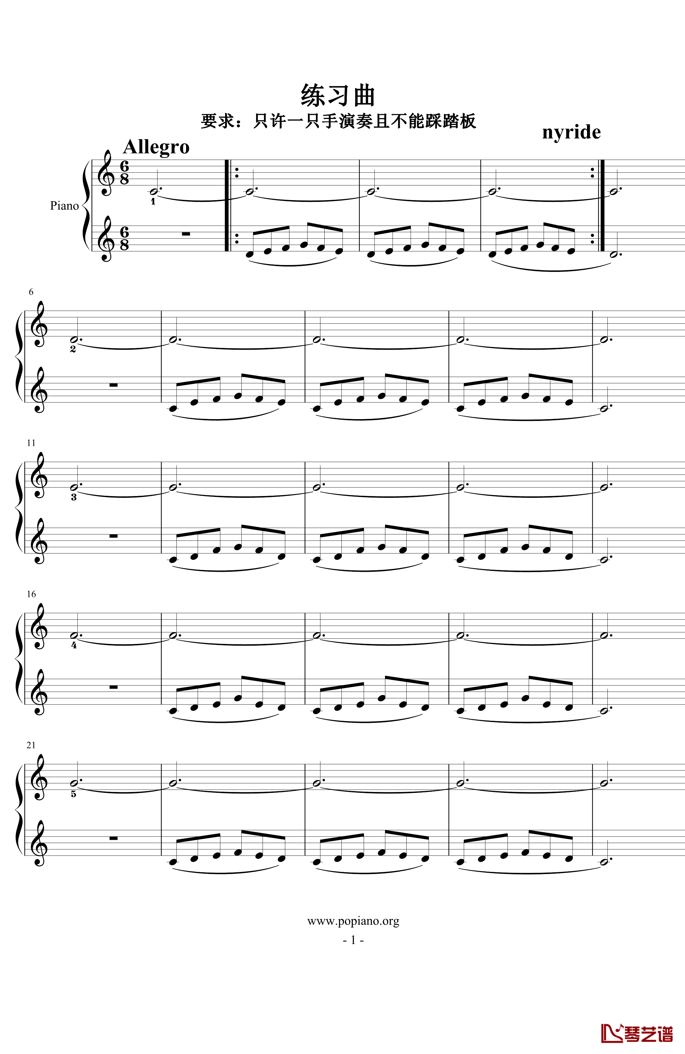 练习曲钢琴谱-nyride1