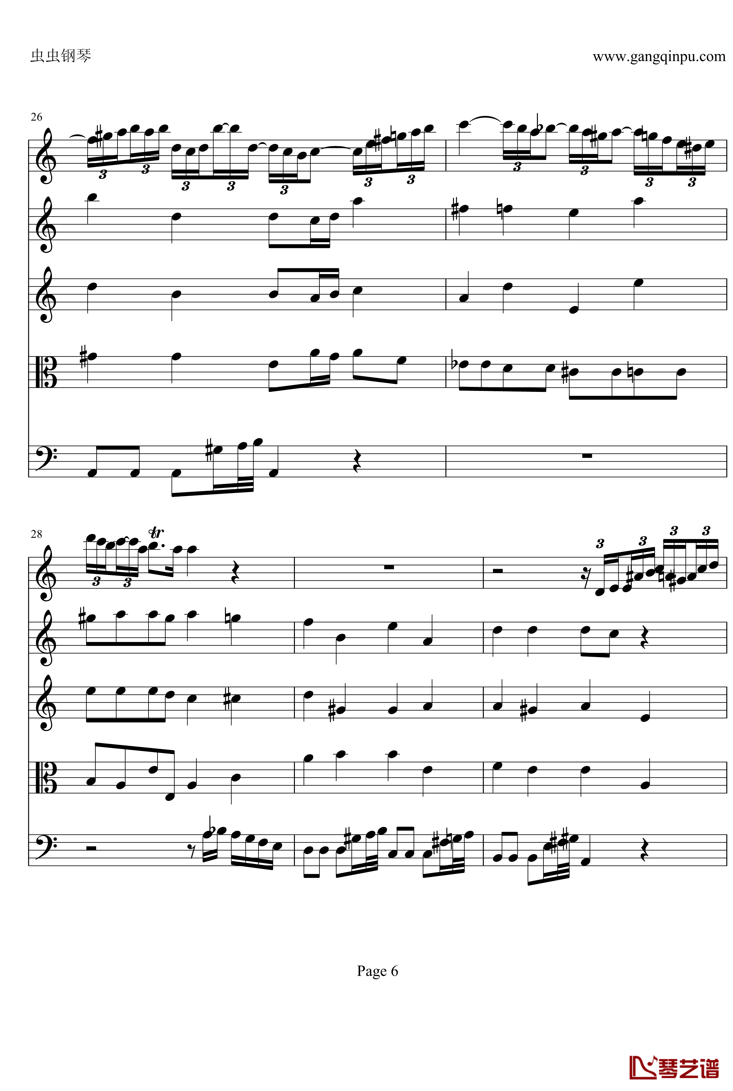 a小调小提琴协奏曲第二乐章钢琴谱-巴赫-P.E.Bach6