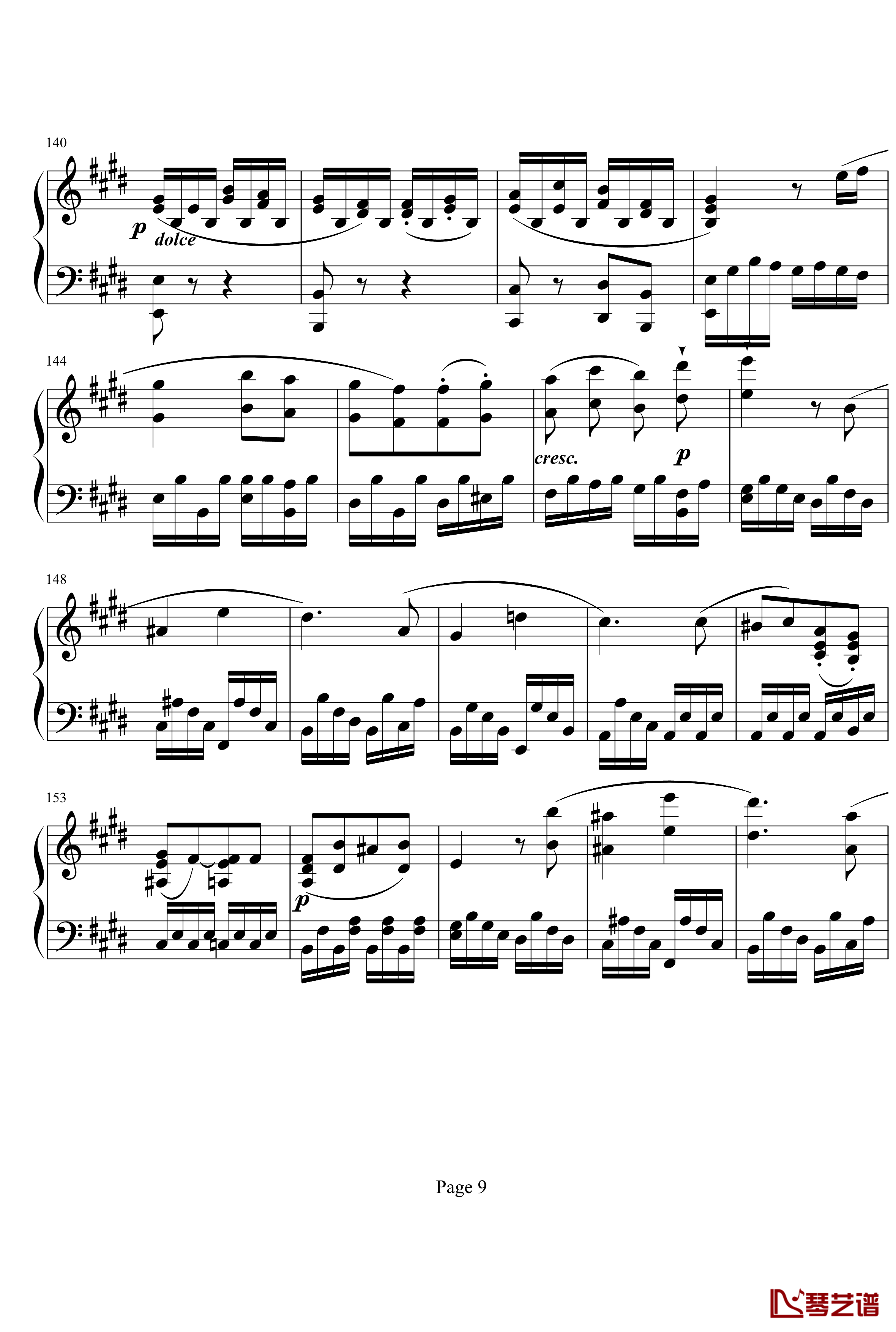 贝多芬第27钢琴奏鸣曲第二乐章钢琴谱-贝多芬9