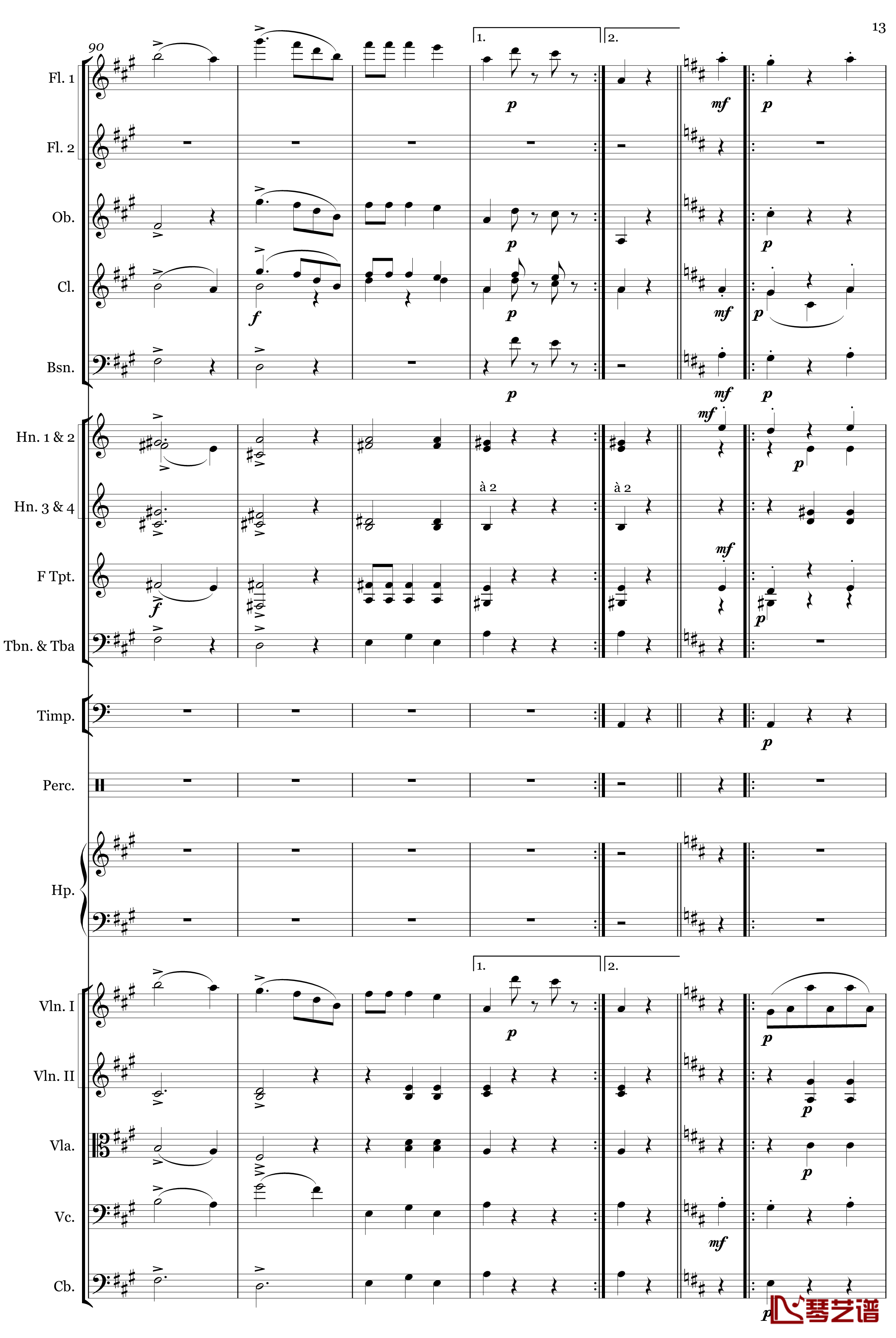 蓝色多瑙河圆舞曲钢琴谱-约翰·施特劳斯13