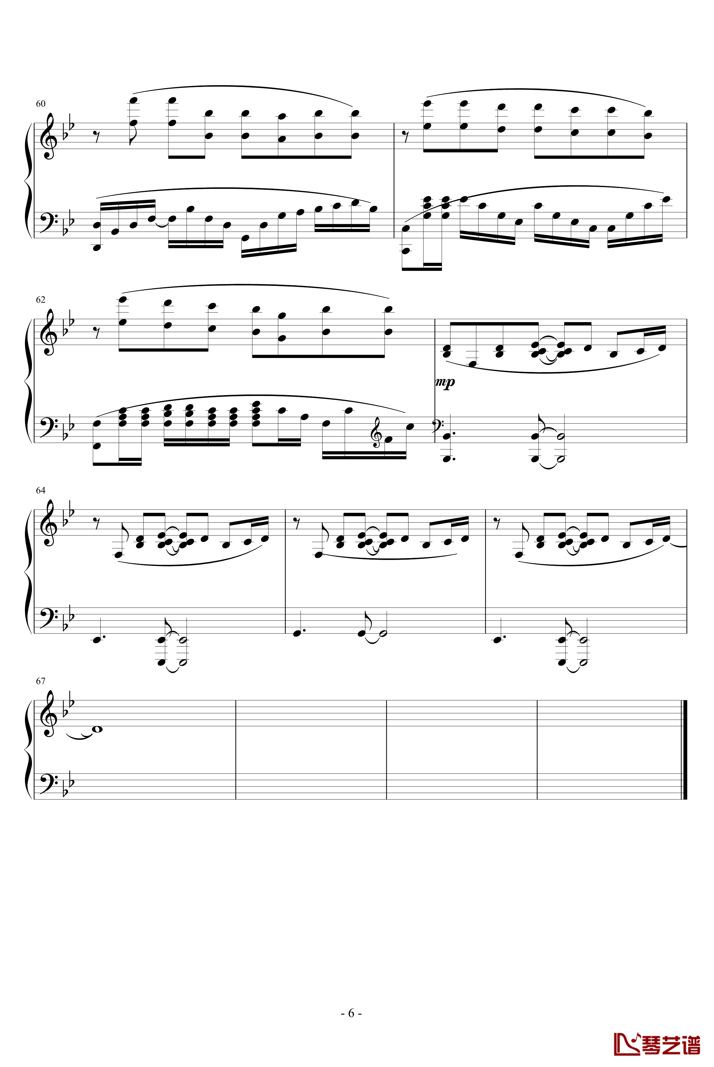 安静钢琴谱-周杰伦6