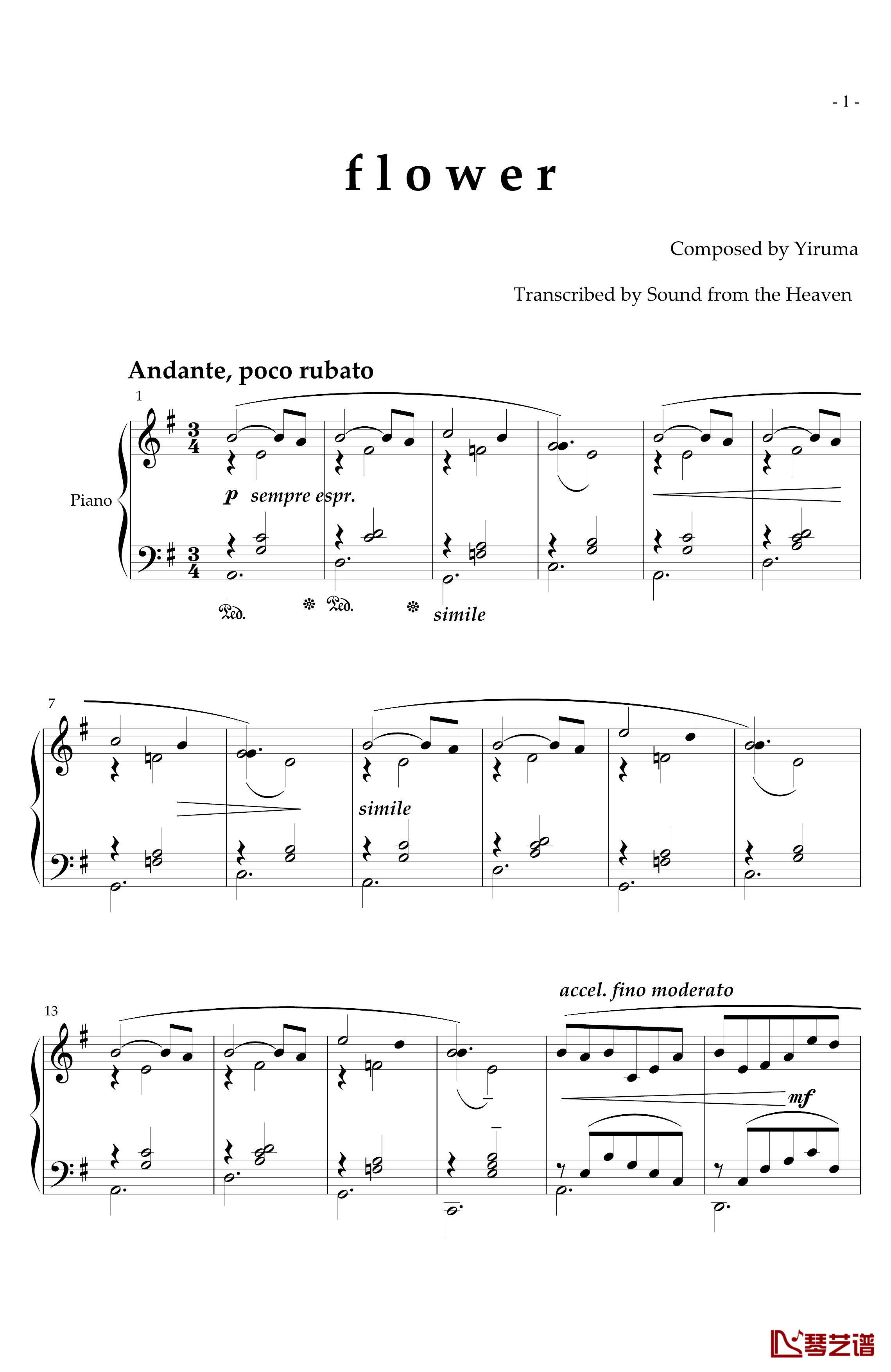 flower钢琴谱-Yiruma1