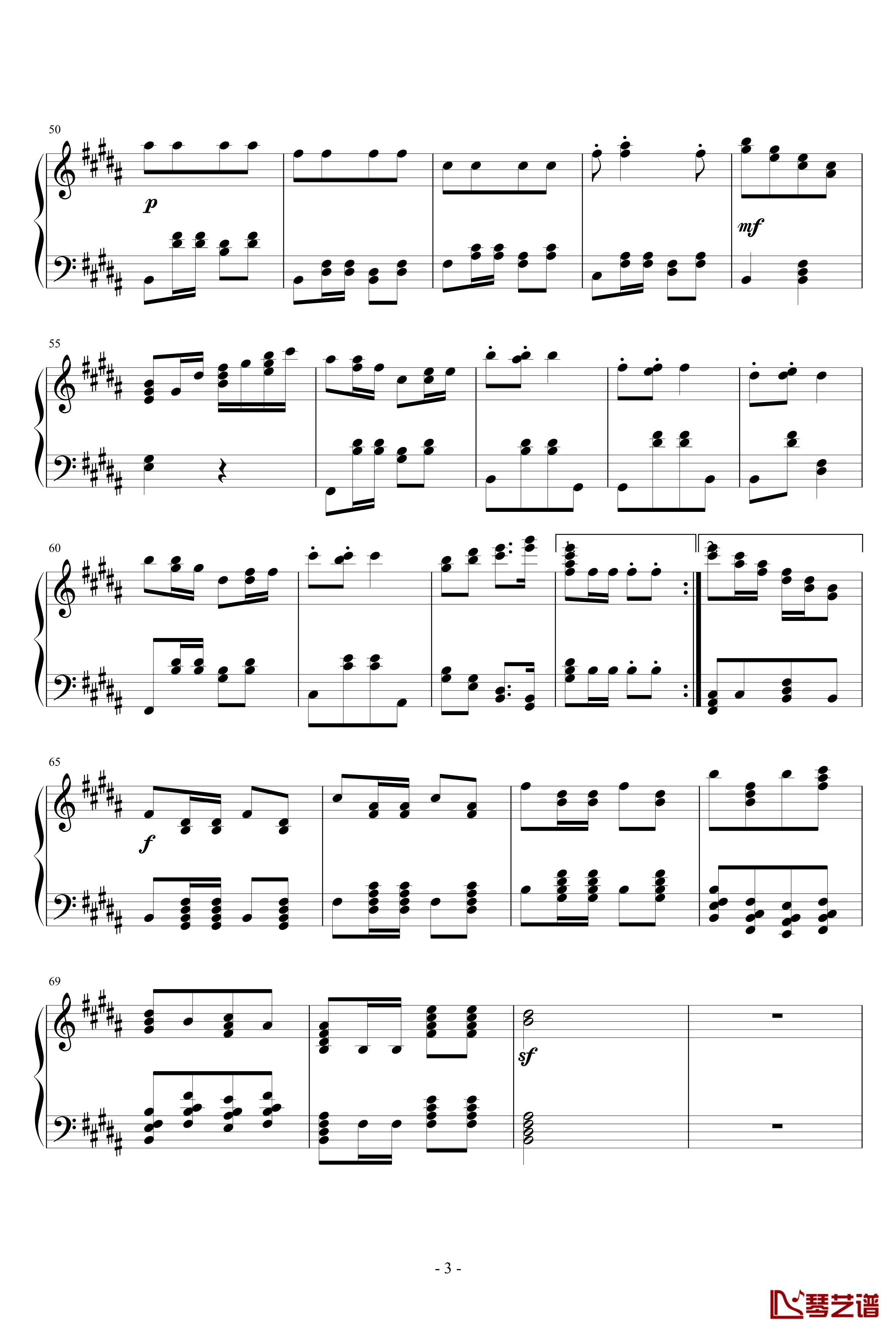 Tetris March钢琴谱-bamaf3