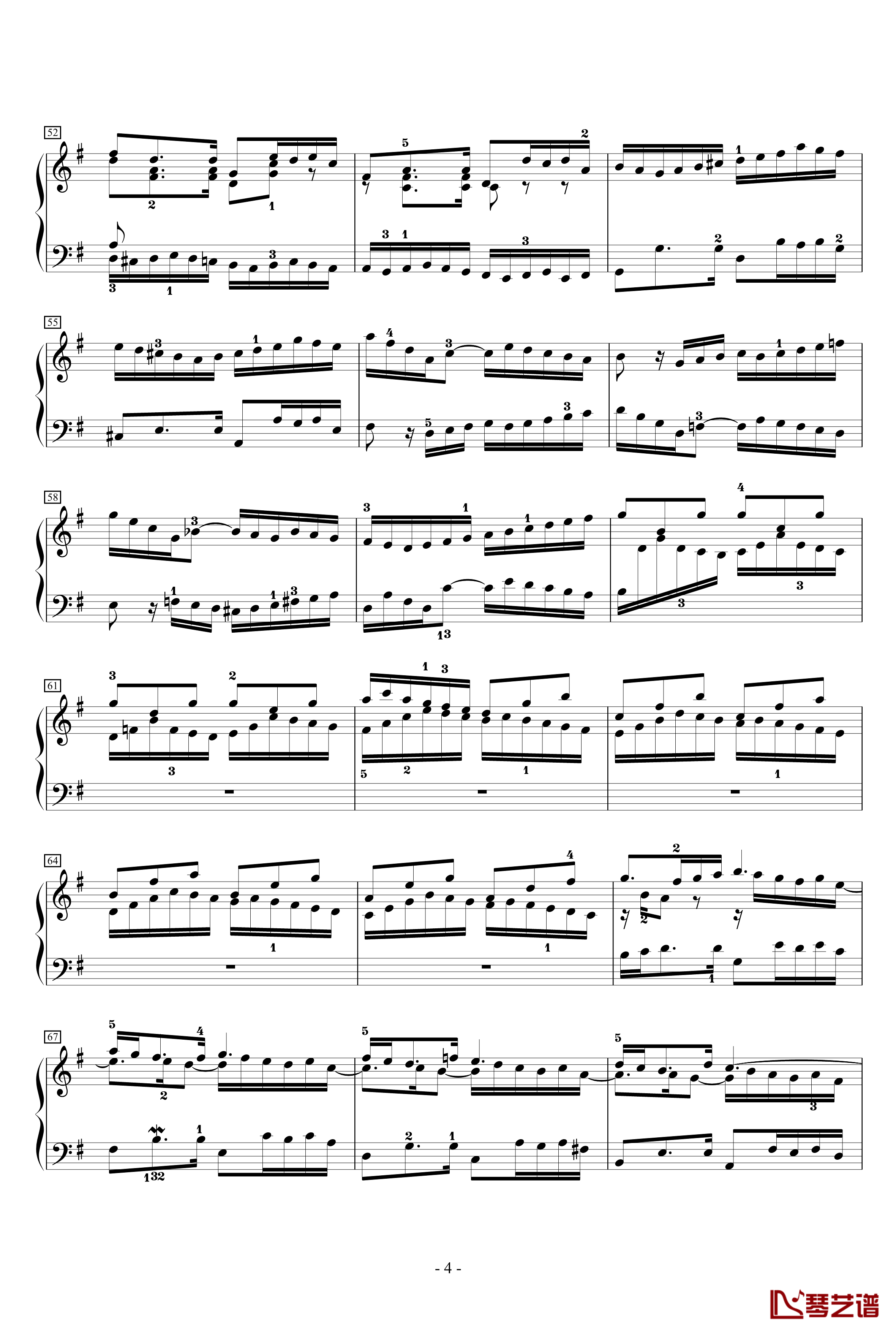 前奏曲英国组曲5-J.S钢琴谱-巴赫4