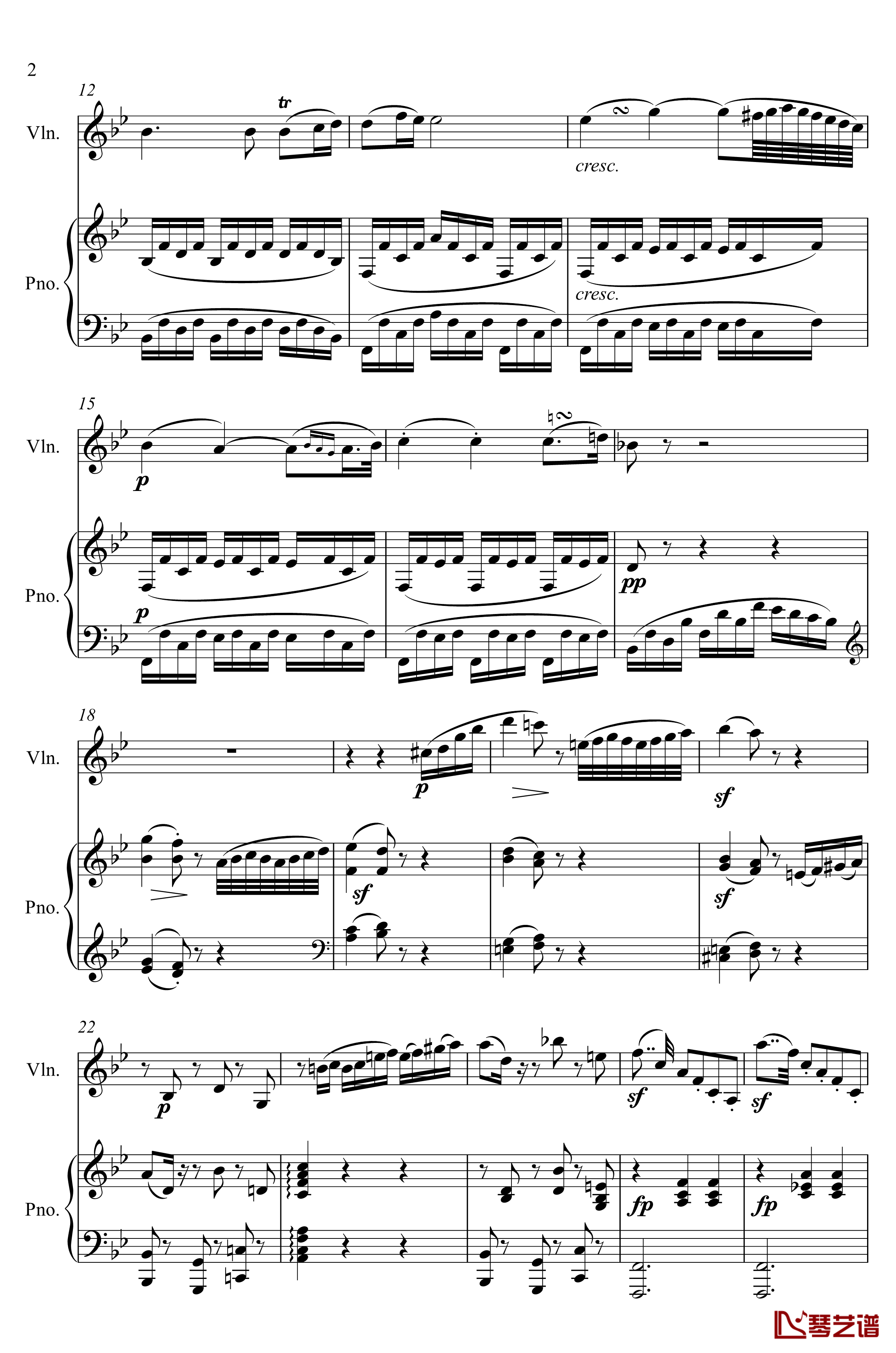 第5小提琴与钢琴奏鸣曲-第二乐章钢琴谱-贝多芬-beethoven2