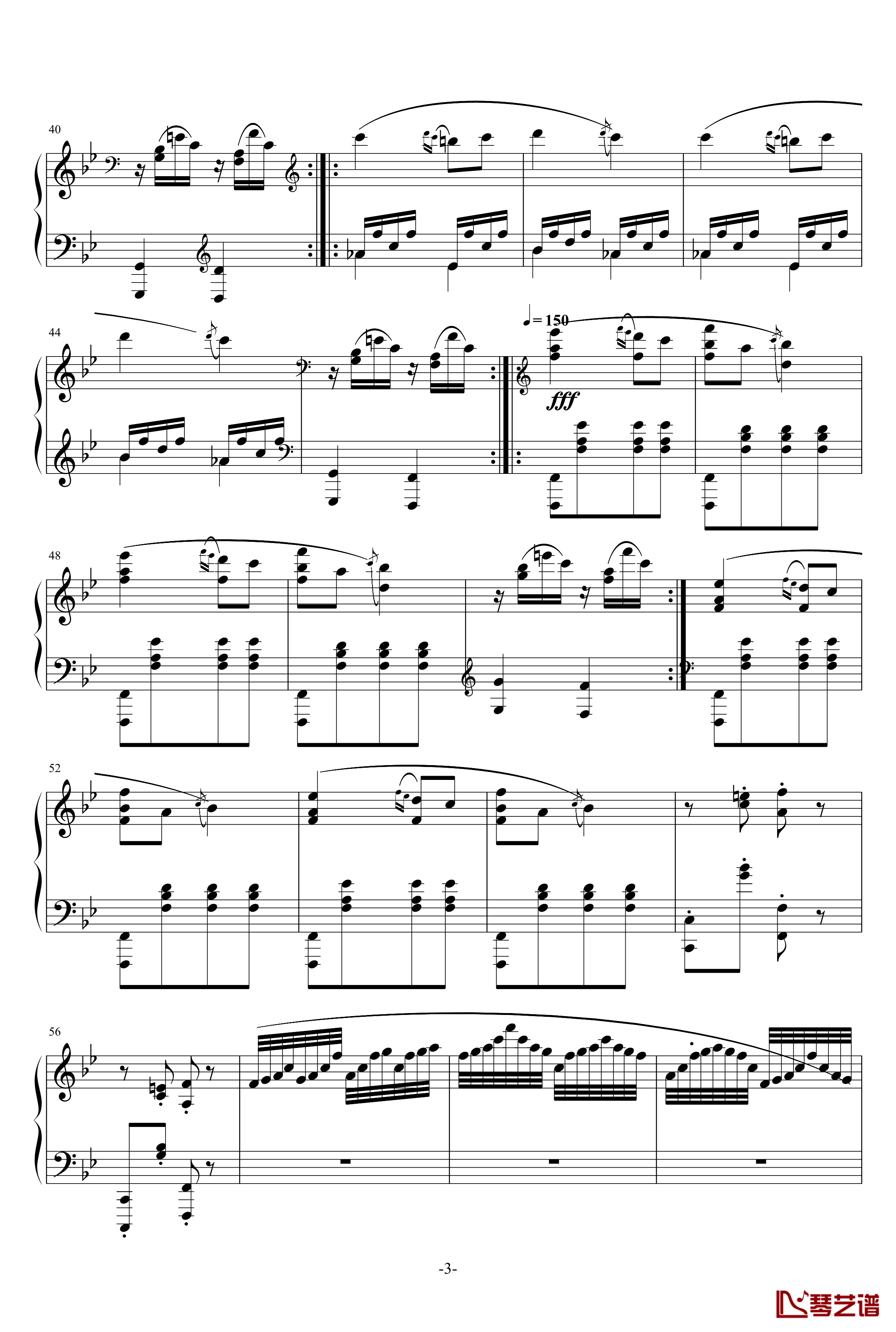 小温狂想曲 3钢琴谱—具有匈牙利狂想曲风格的一曲。—我的代表作-一个球3