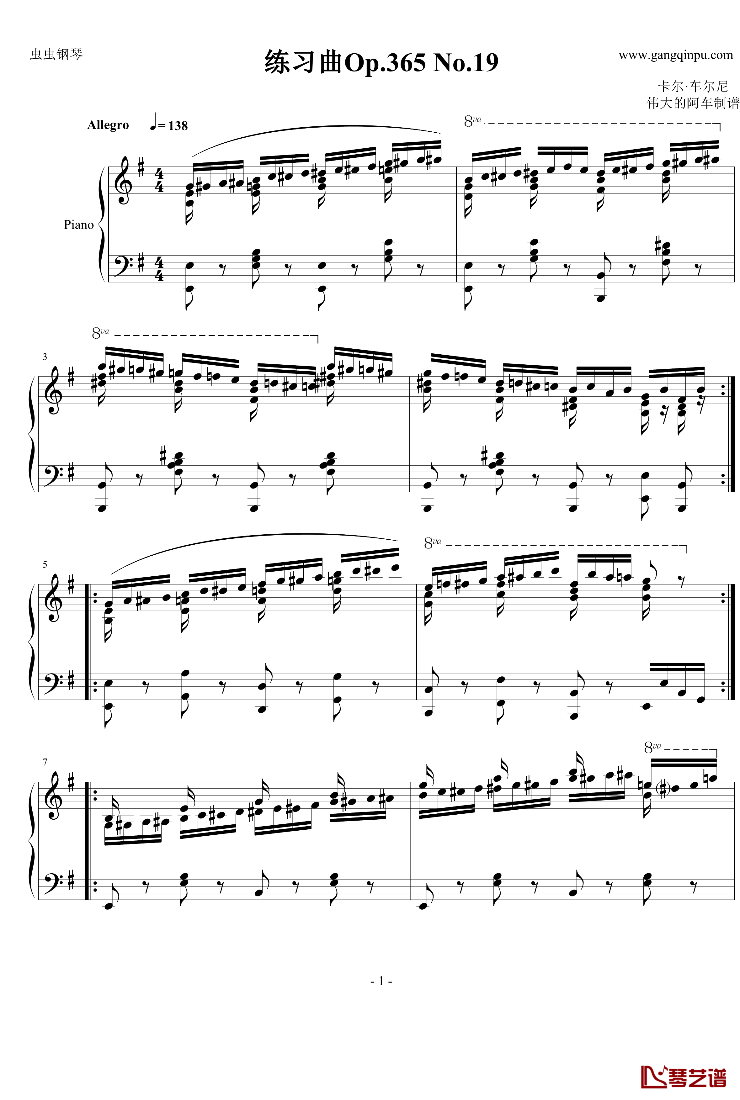 车尔尼练习曲op365.19钢琴谱-车尔尼-Czerny1