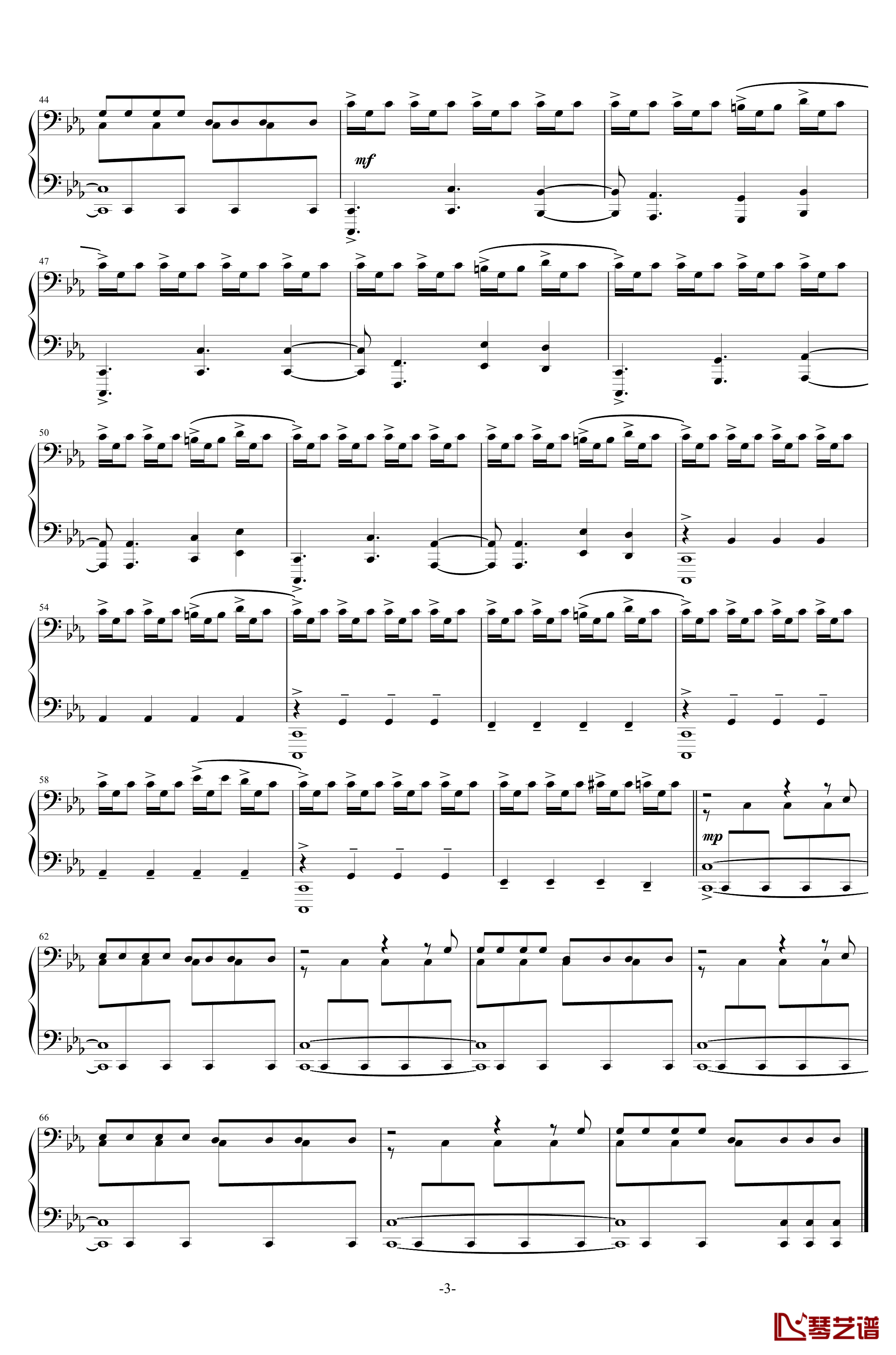 Hunk's Theme钢琴谱-生化危机2REmake-生化危机OST3