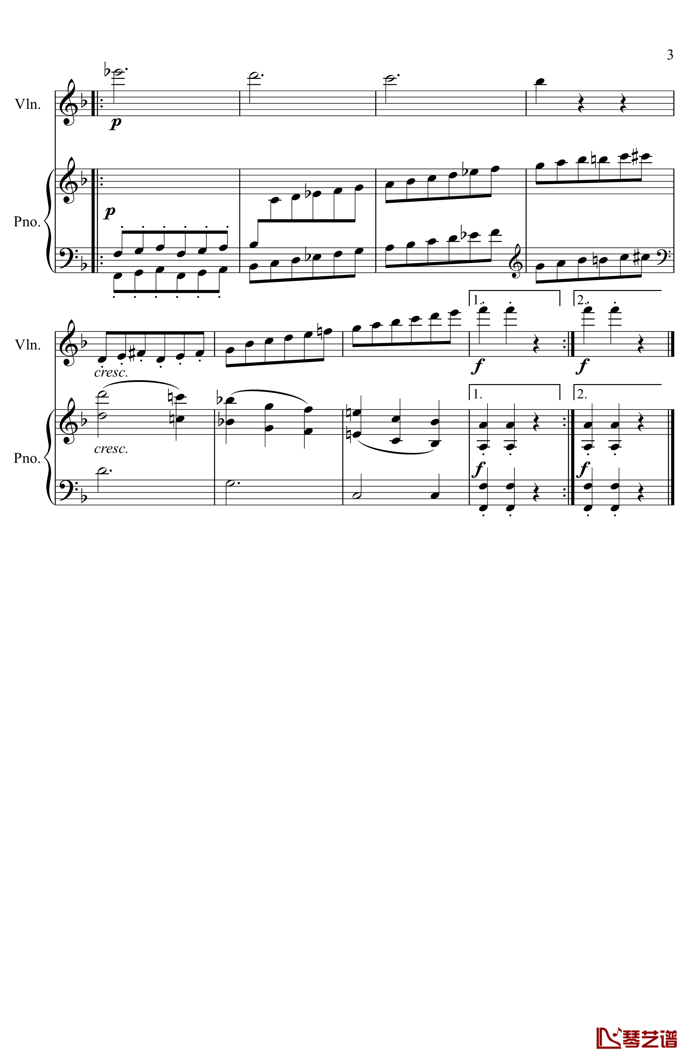 第5小提琴与钢琴奏鸣曲钢琴谱-第三乐章-贝多芬-beethoven3