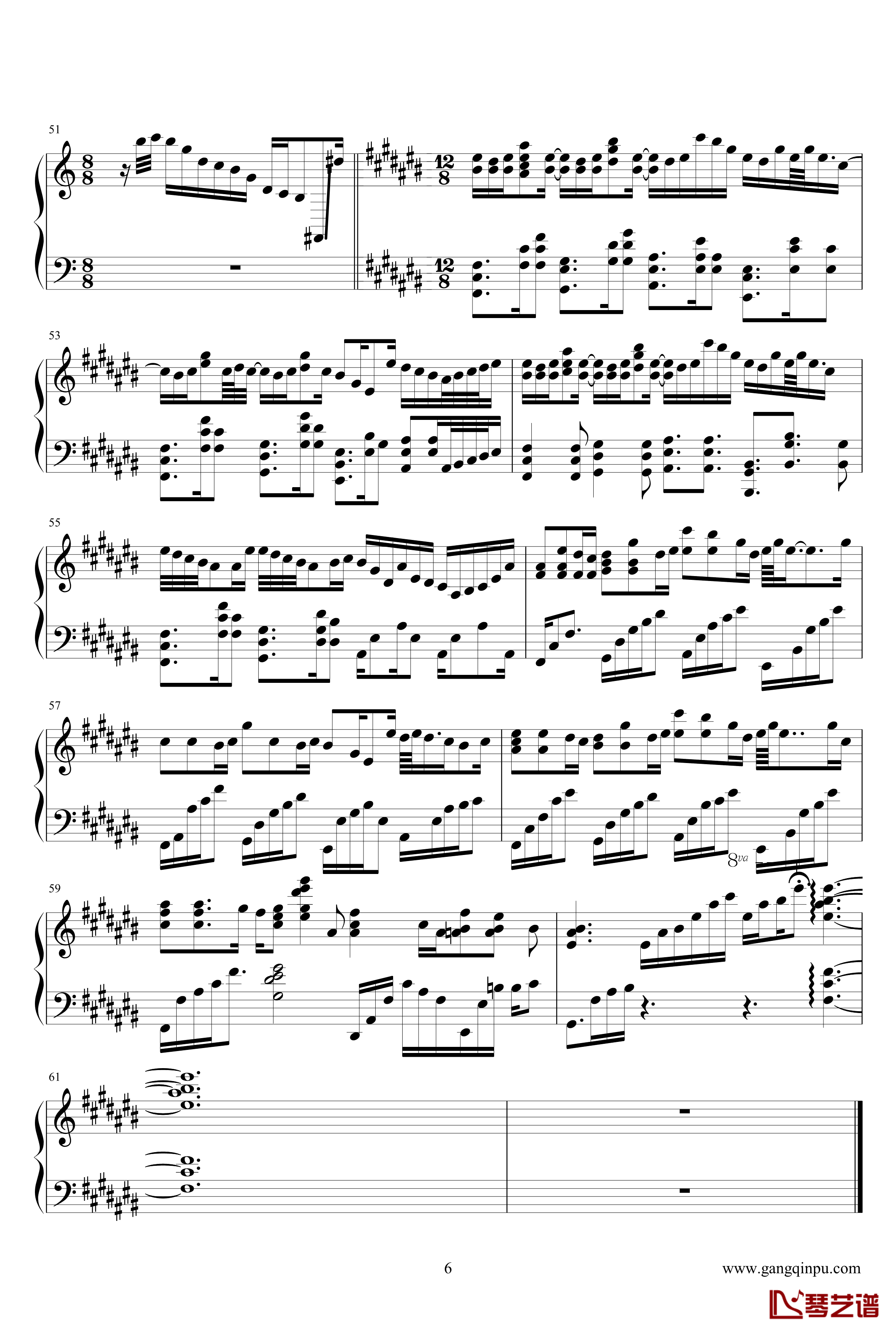 纯白钢琴谱-完整版-V.K克6