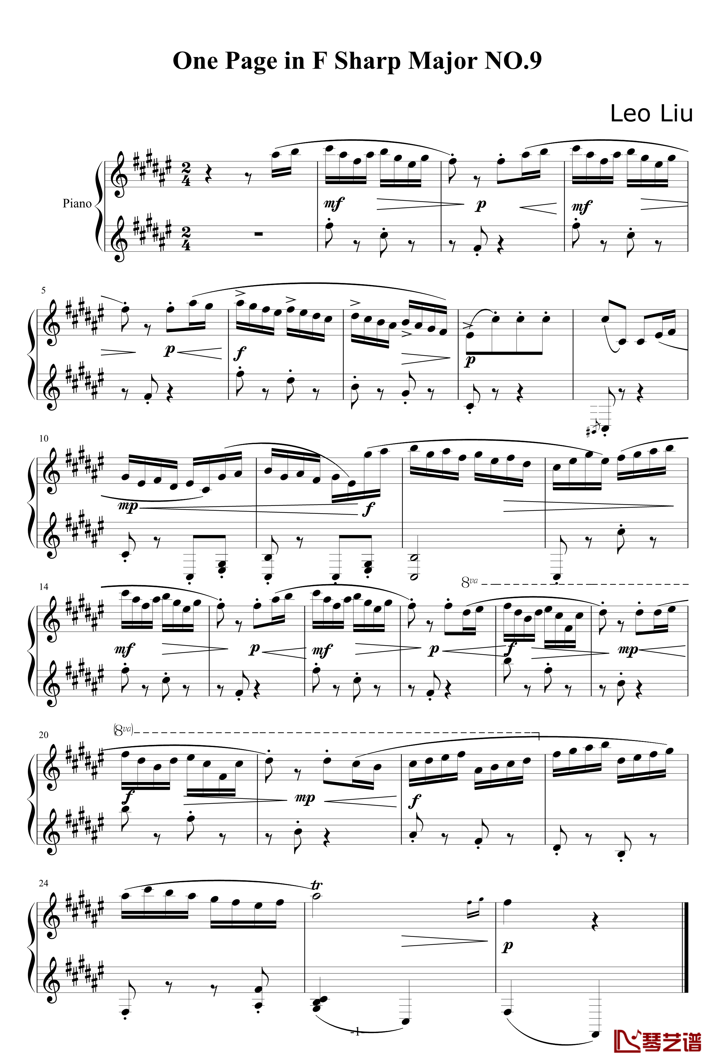 一页曲9钢琴谱-24秒小曲-灵动无痕1