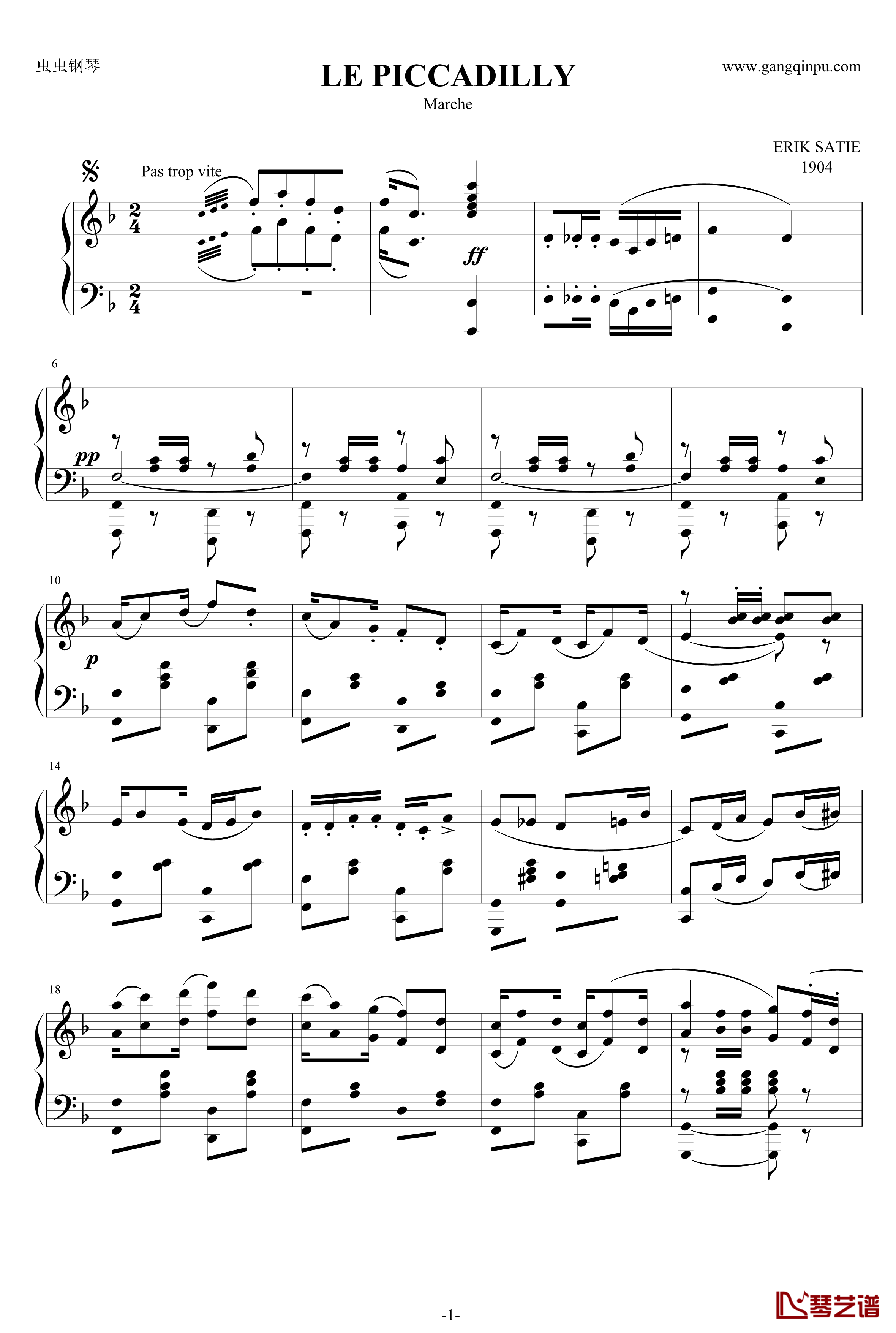 LE PICCADILLY钢琴谱-Erik satie1