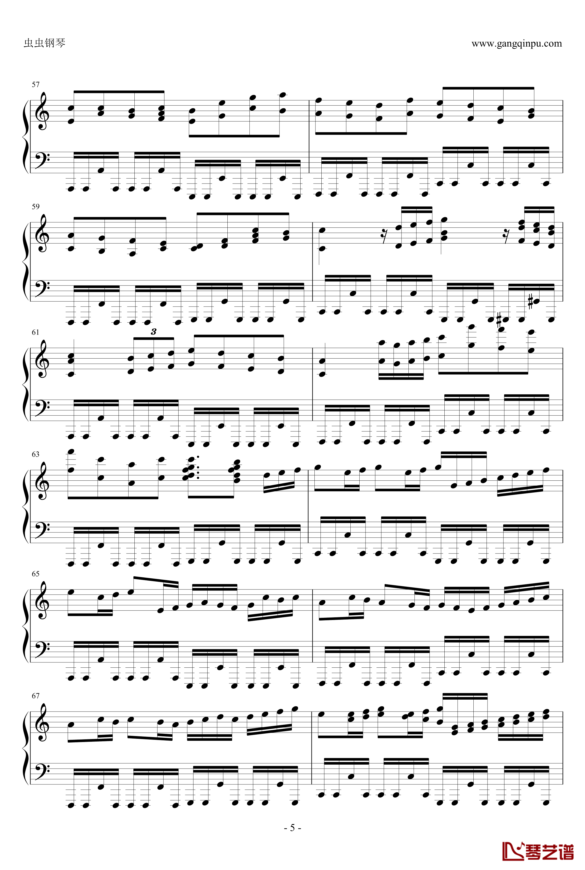 卡农疯狂摇滚版钢琴谱-约翰·巴哈贝尔5