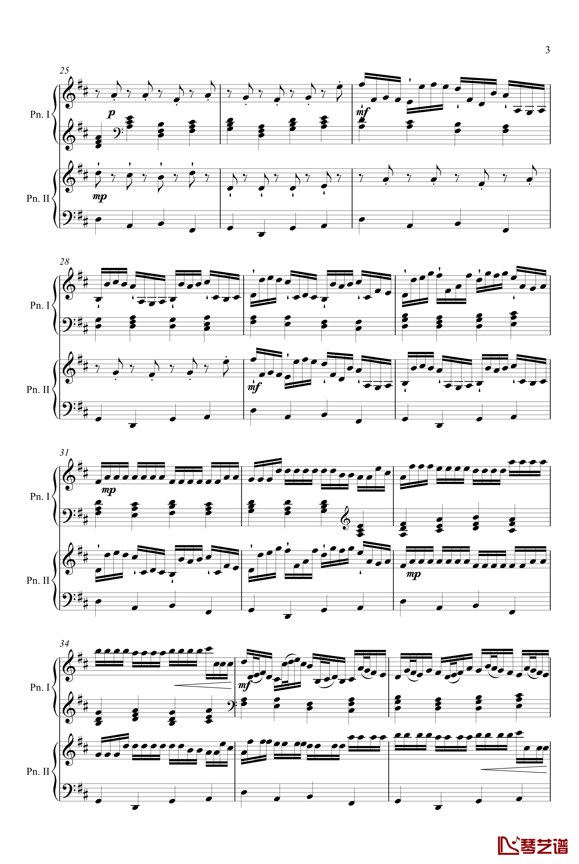 卡农钢琴二重奏版钢琴谱-帕赫贝尔-Pachelbel3