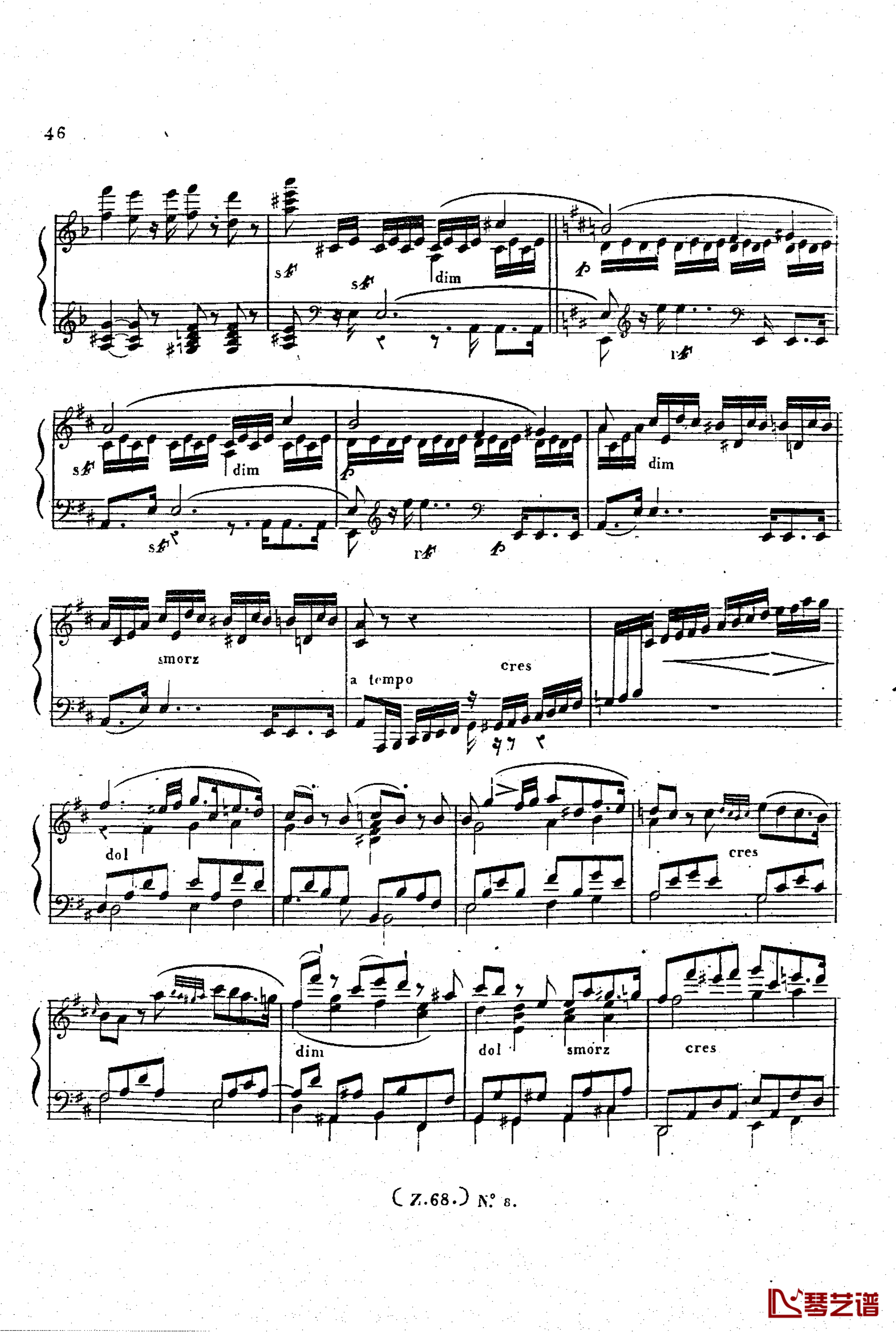 d小调第六钢琴奏鸣曲 Op.124钢琴谱-车尔尼-Czerny47