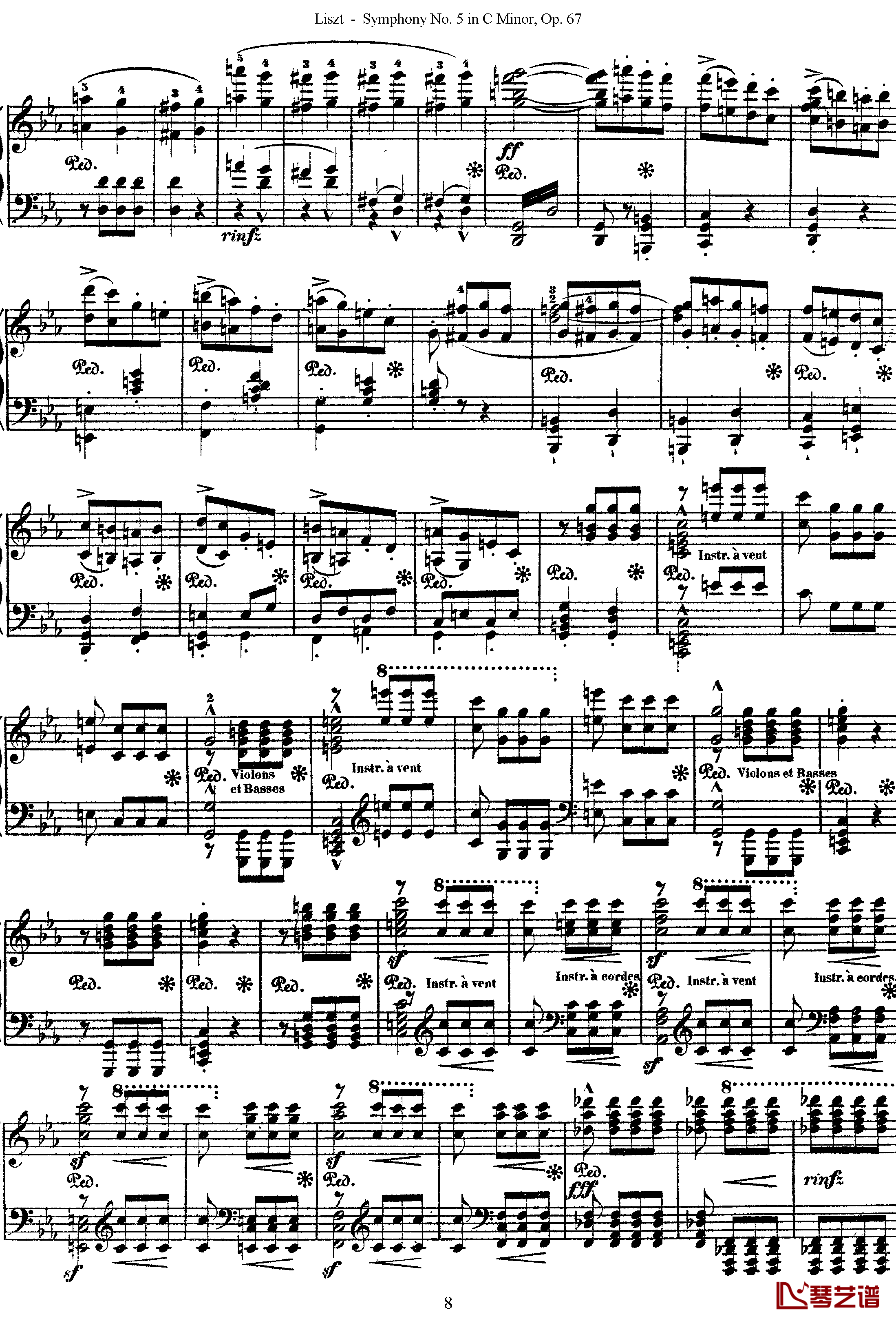 第五交响乐的钢琴曲钢琴谱-李斯特-李斯特改编自贝多芬8