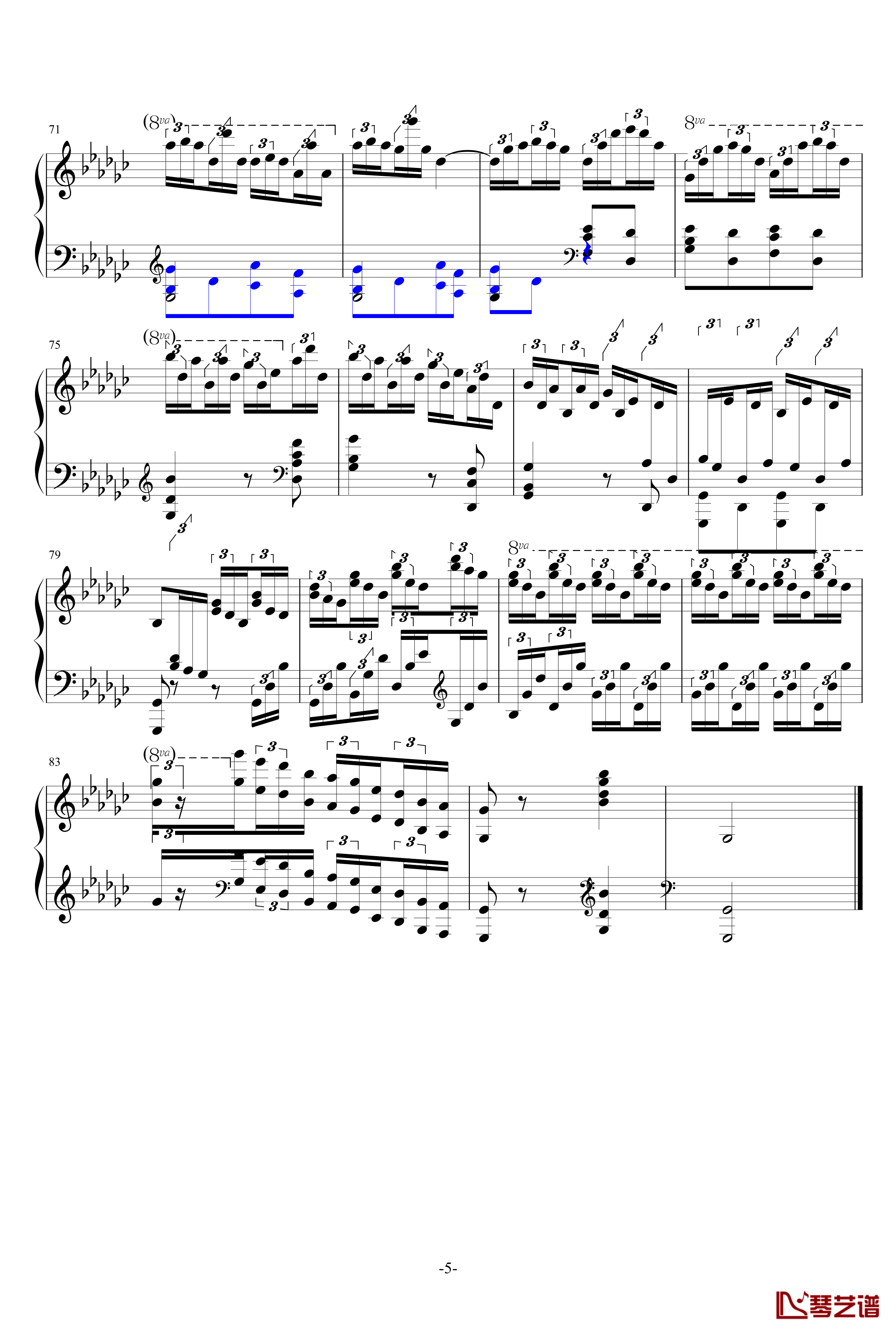 黑键练习曲改编版钢琴谱-肖邦-chopin5