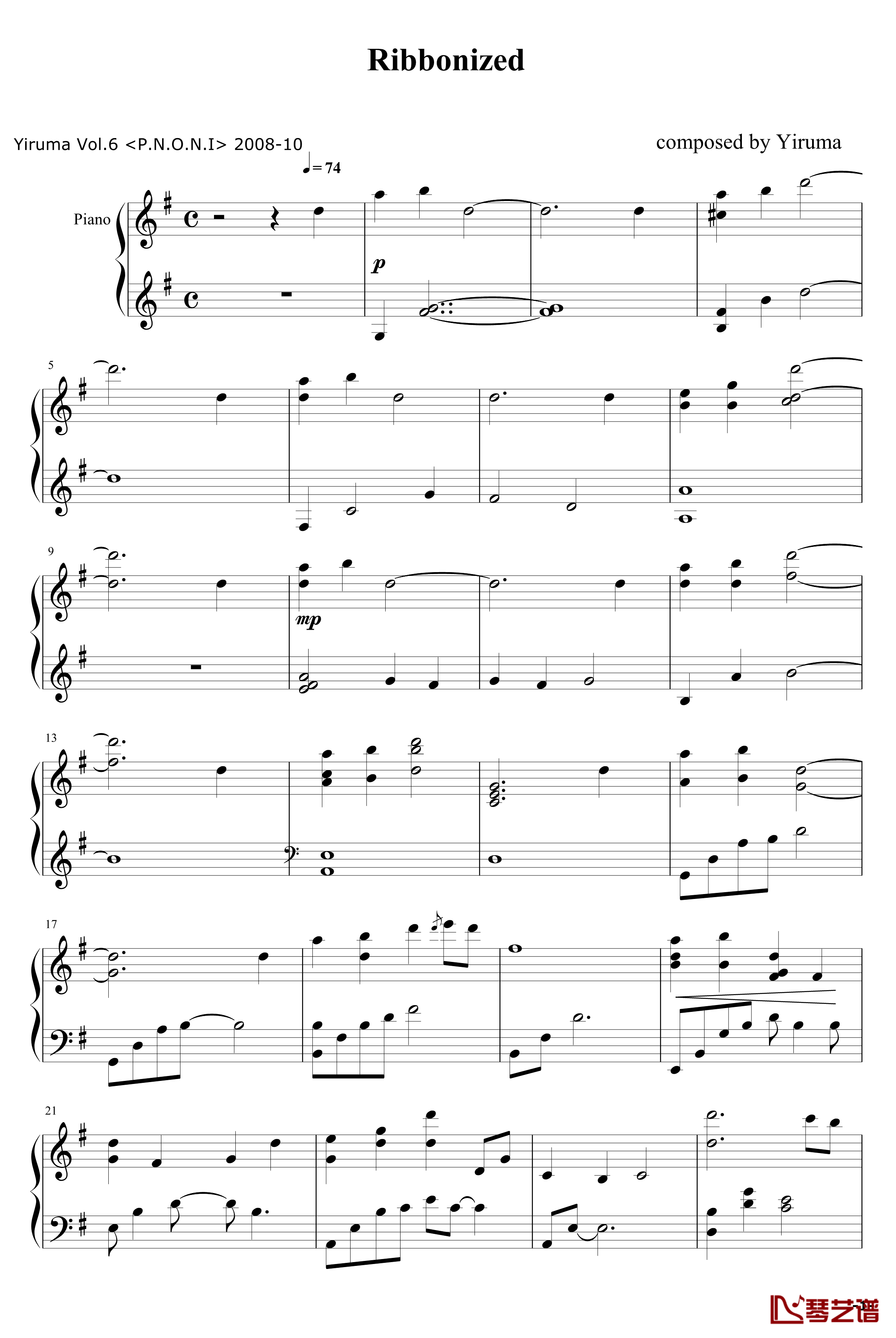 Ribboinzed钢琴谱-Yiruma1