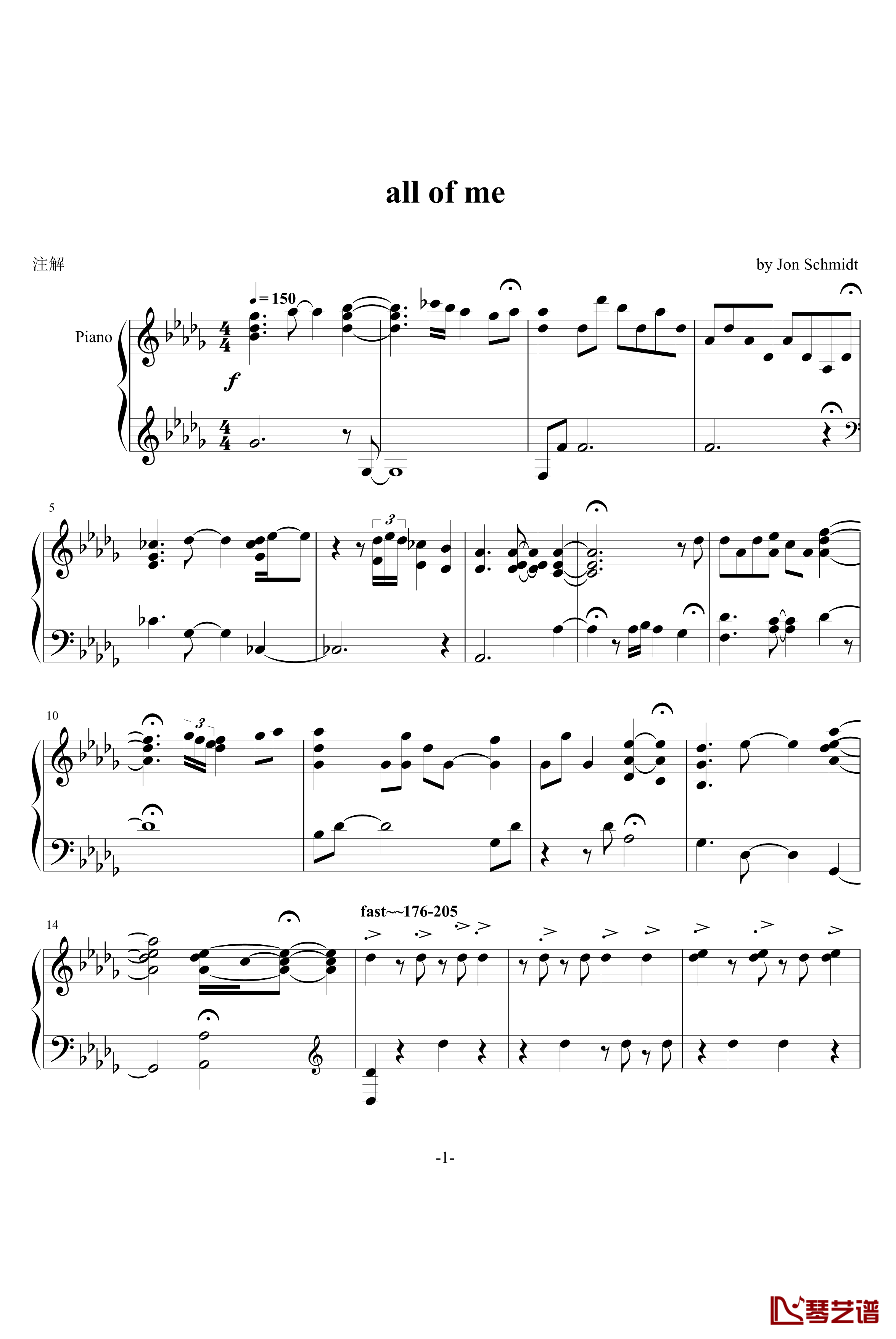 all of me钢琴谱-完整版-Jon Schmidt1