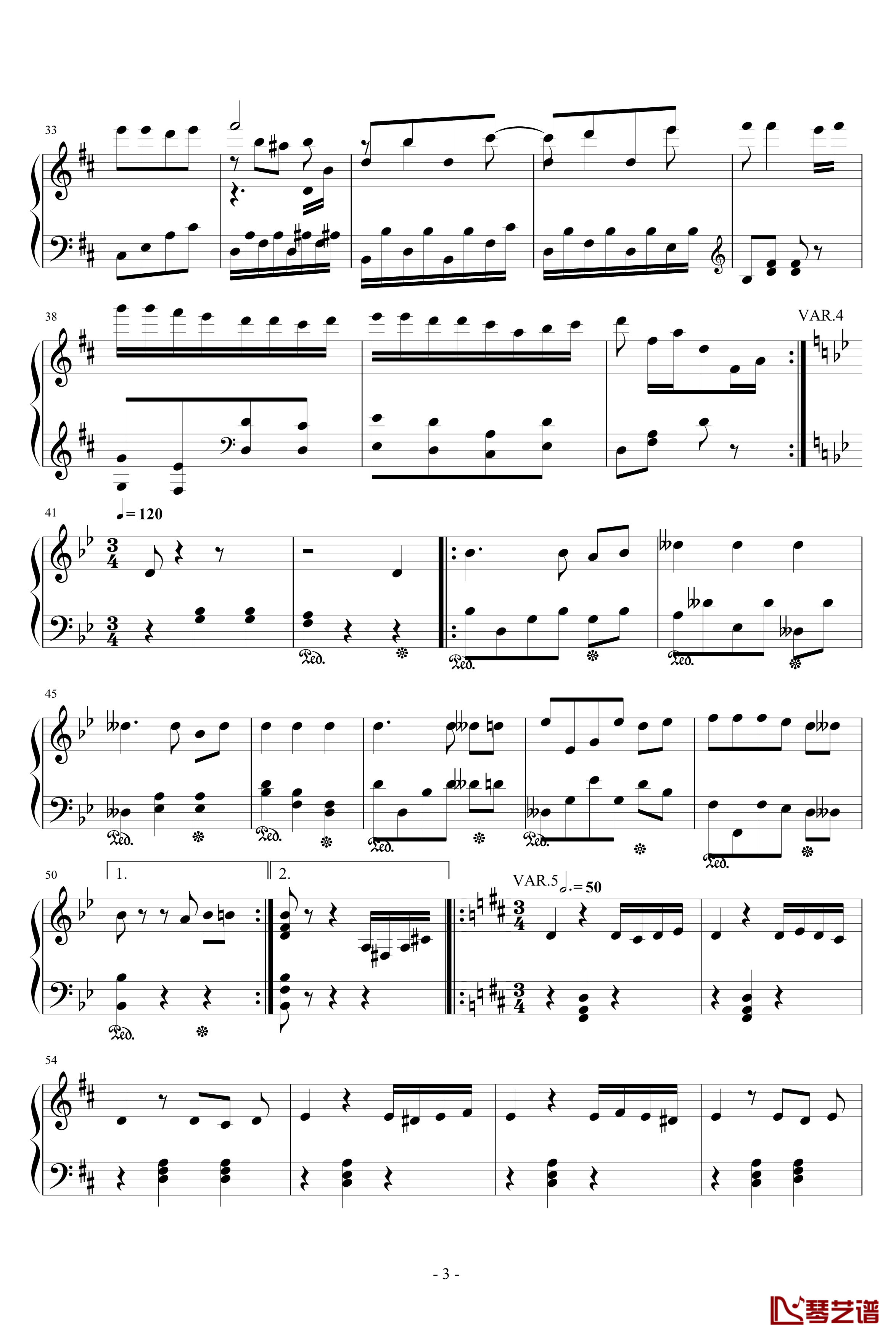 如果你高兴就拍拍手吧创作的7首变奏曲钢琴谱-jsxuyichen3