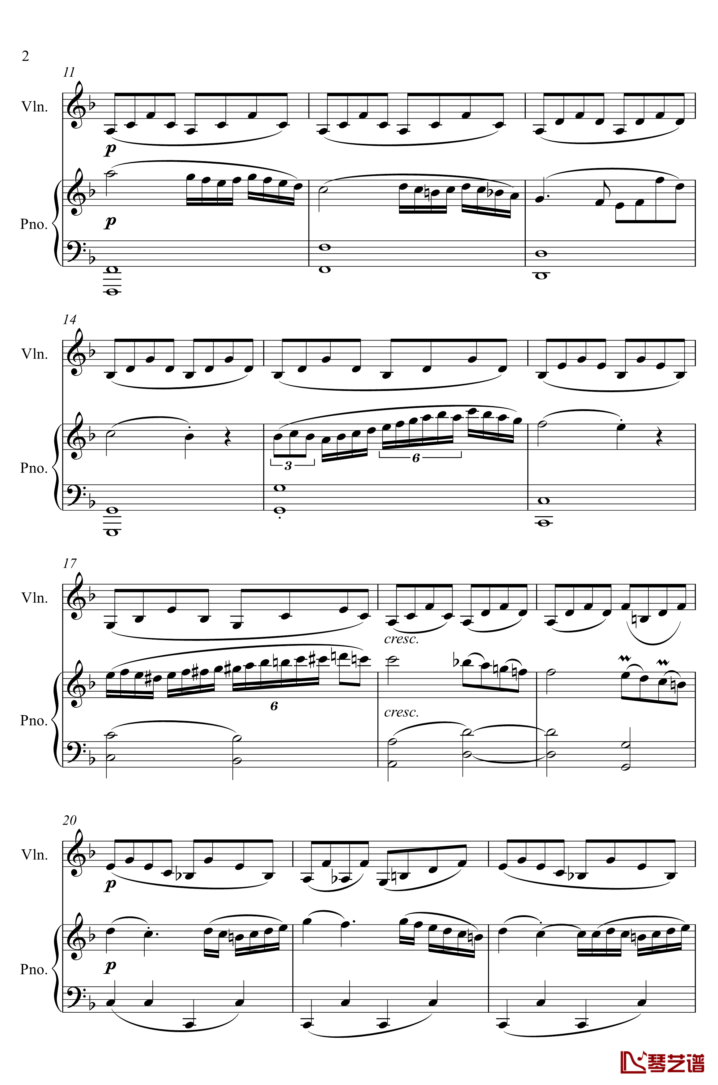 第5小提琴与钢琴奏鸣曲钢琴谱-第一乐章钢琴谱-贝多芬-beethoven2