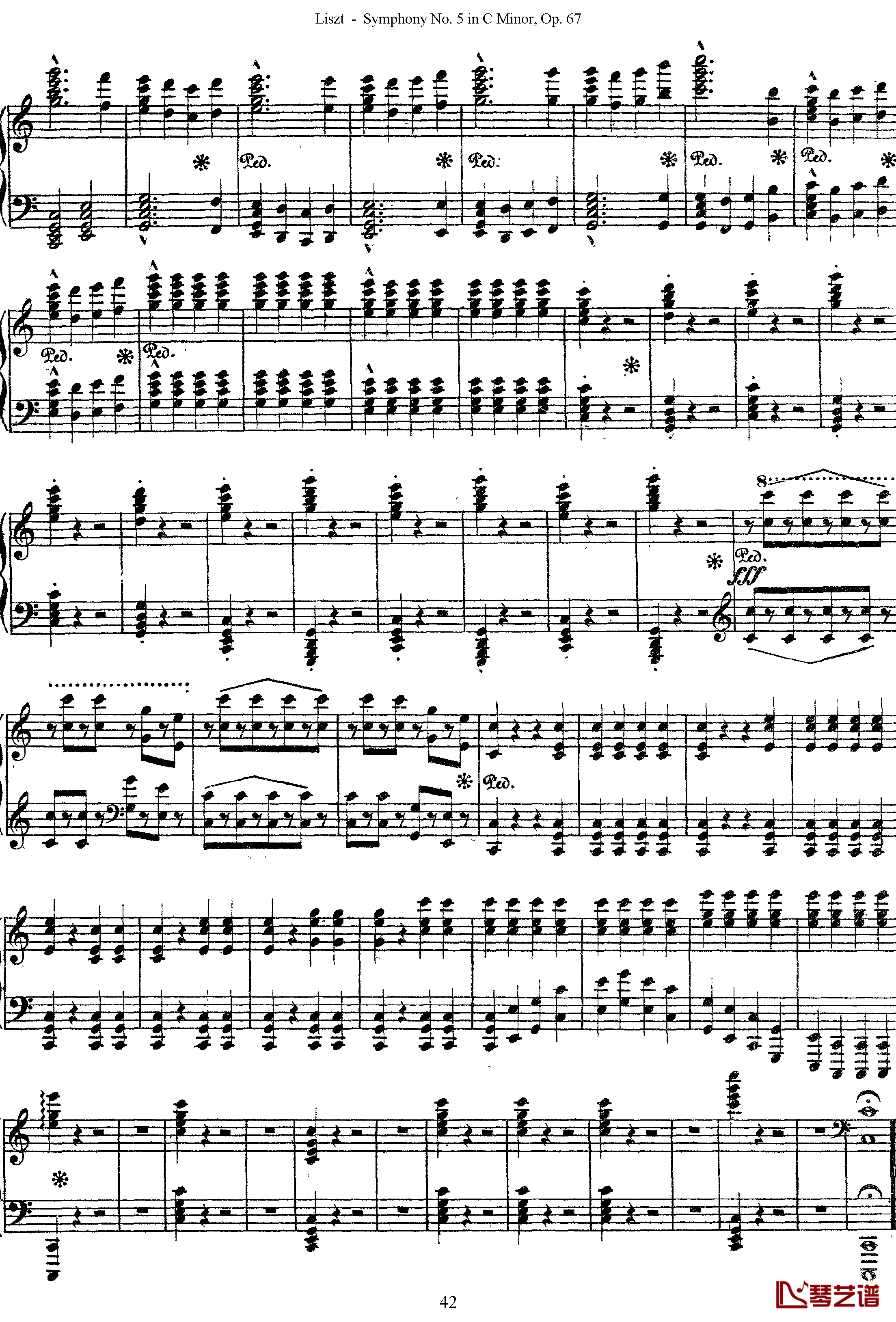 第五交响乐的钢琴曲钢琴谱-李斯特-李斯特改编自贝多芬42