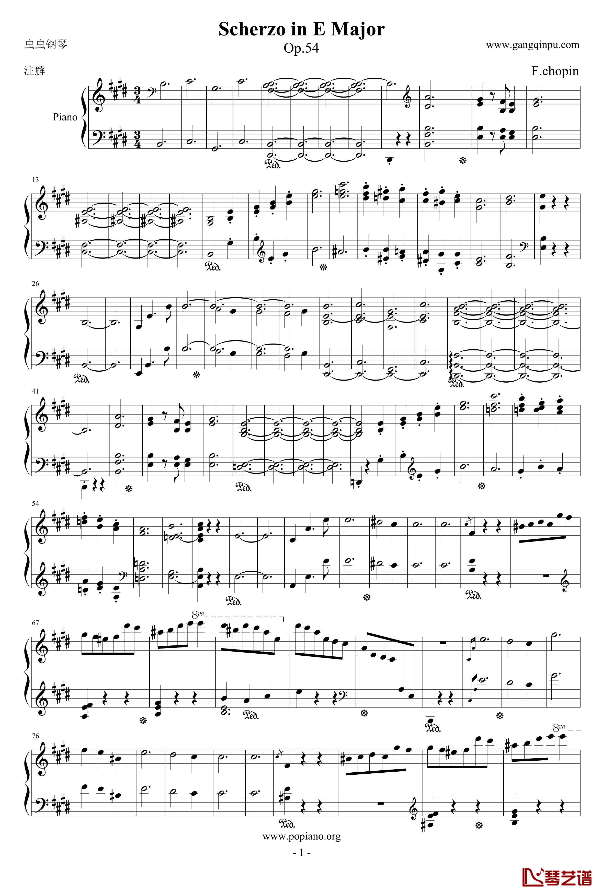 Scherzo in E Major钢琴谱-肖邦E大调谐谑曲 Op.54-chopin1