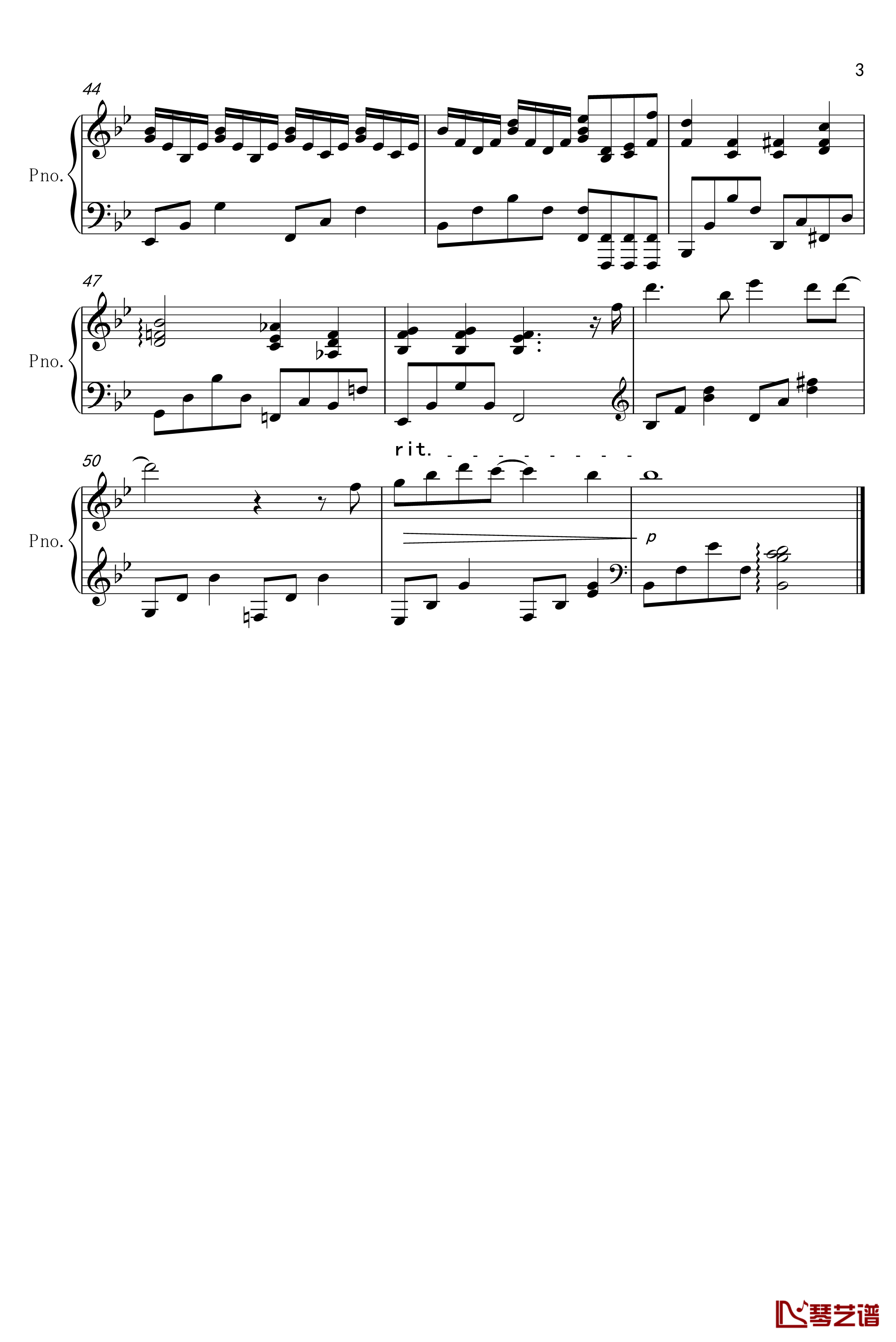 说好不哭钢琴谱-完美伴奏版-周杰伦3