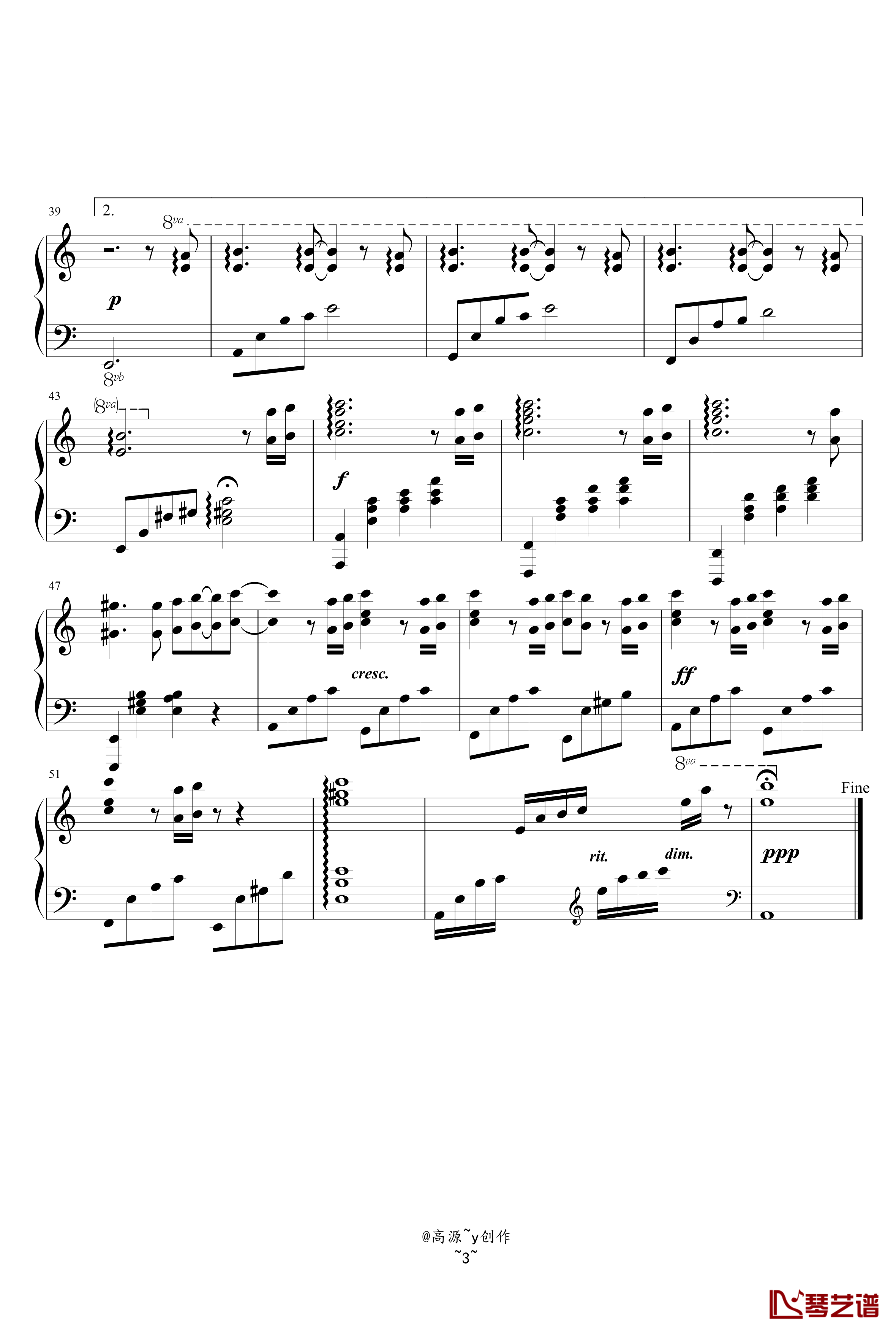 月光钢琴曲钢琴谱-高源3