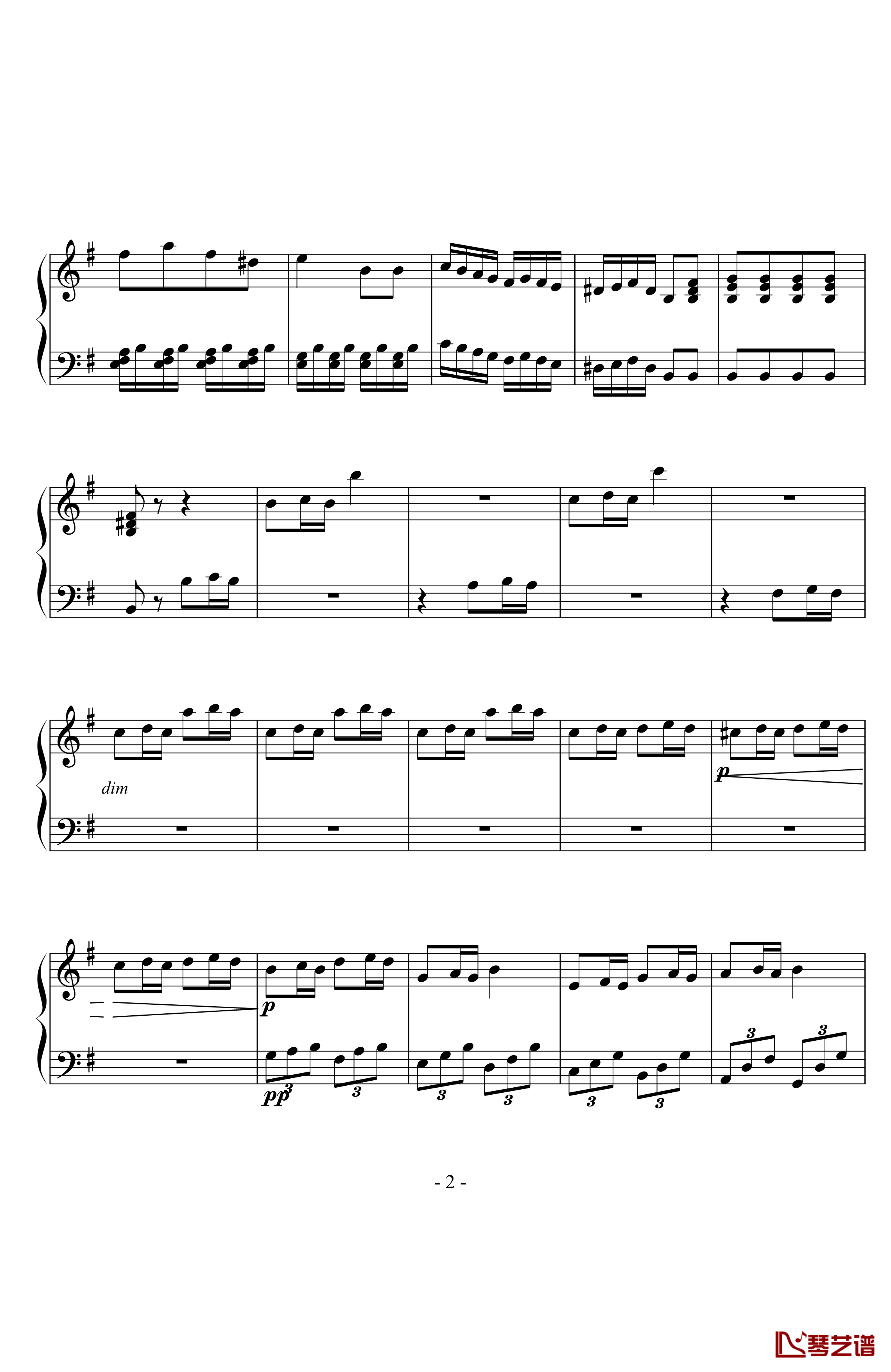 贝多芬第二十五钢琴奏鸣曲钢琴谱-贝多芬-beethoven2