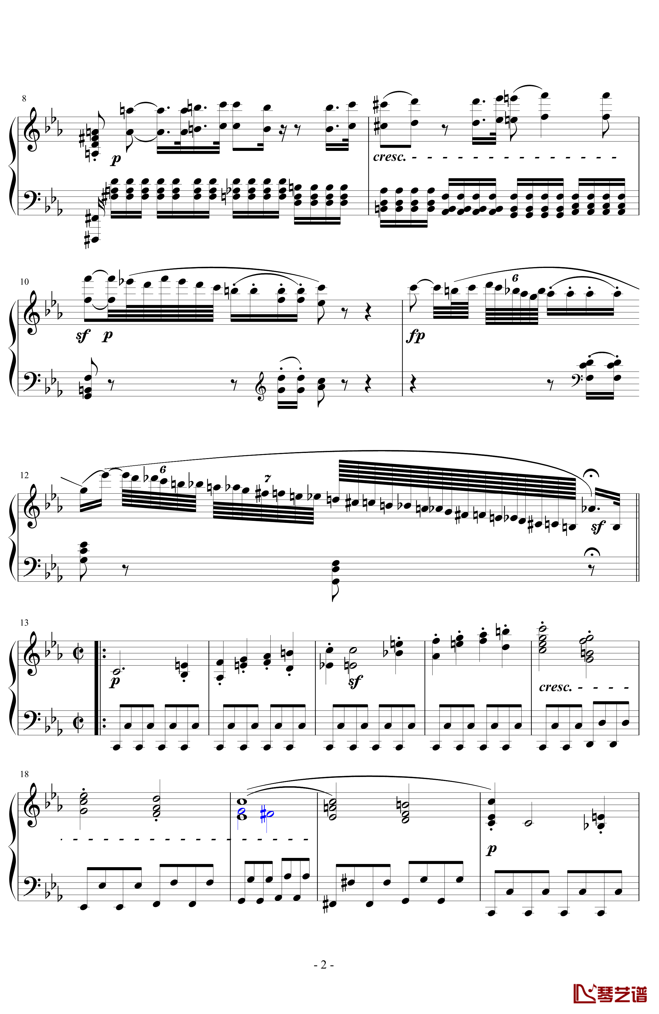 悲怆奏鸣曲第一乐章钢琴谱-贝多芬-beethoven2