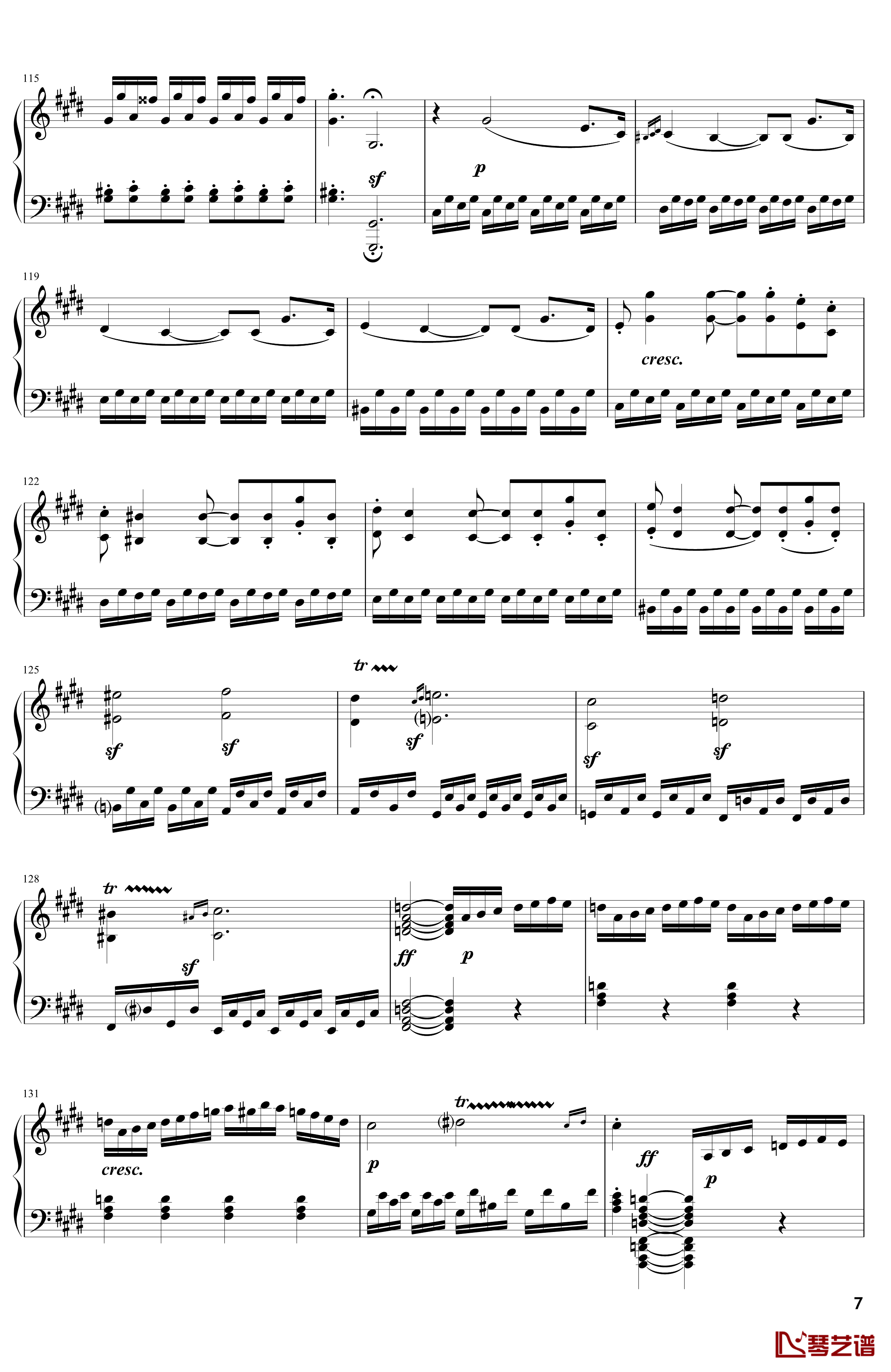 月光钢琴谱-奏鸣曲-贝多芬-beethoven7